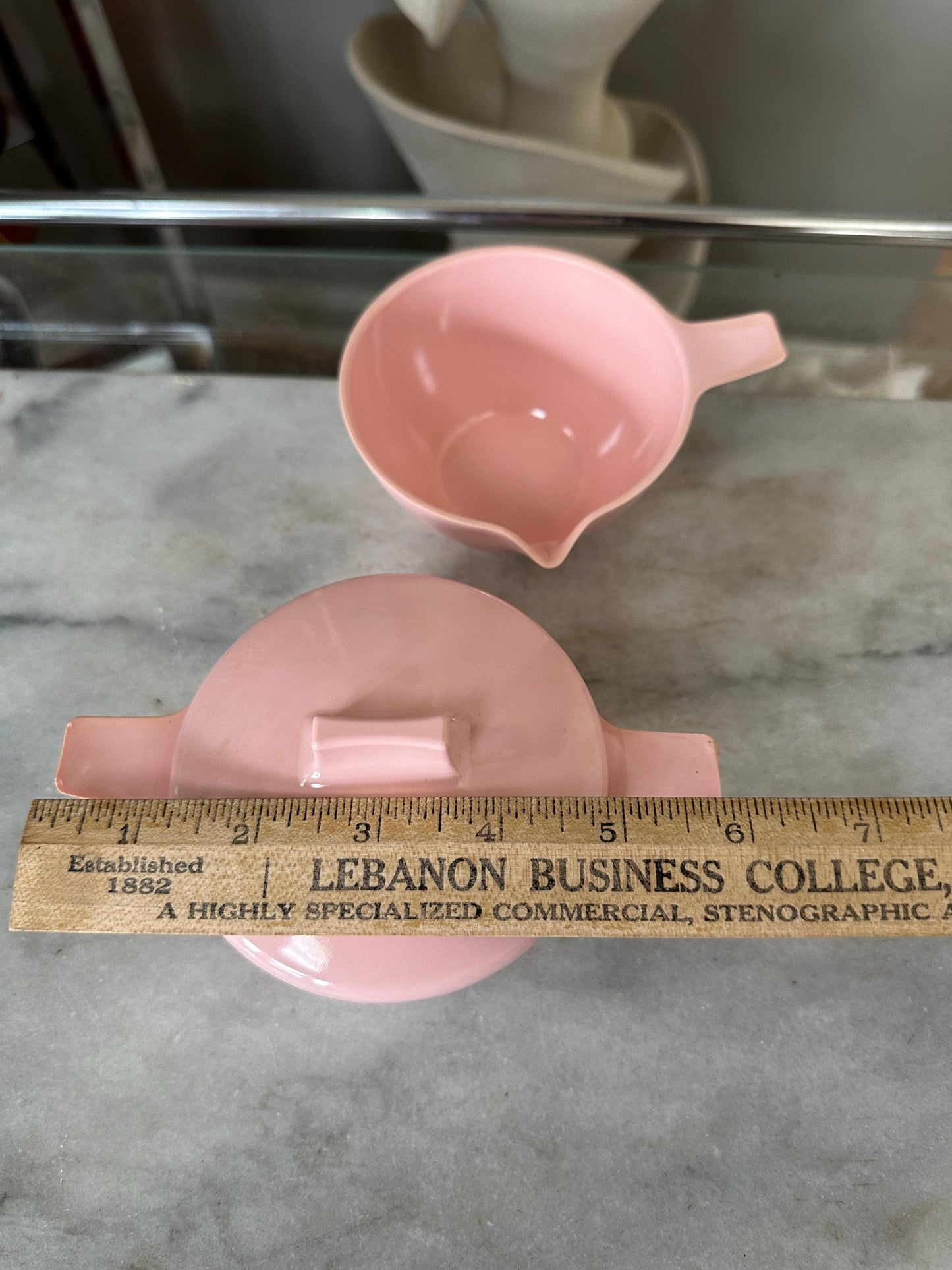 Vintage Westinghouse Pink Melamine Sugar Bowl and Creamer Set - MCM Kitchen