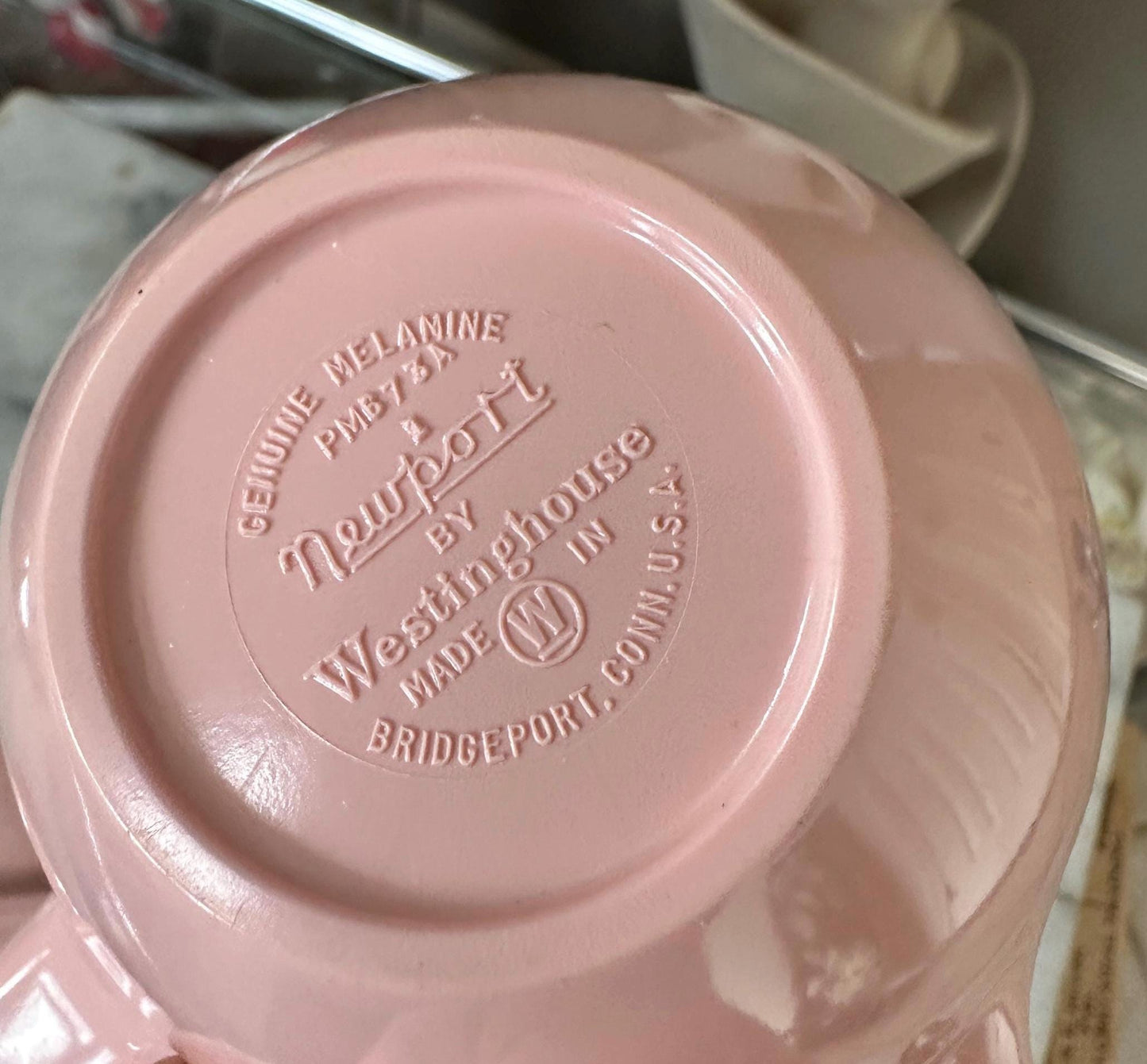 Vintage Westinghouse Pink Melamine Sugar Bowl and Creamer Set - MCM Kitchen