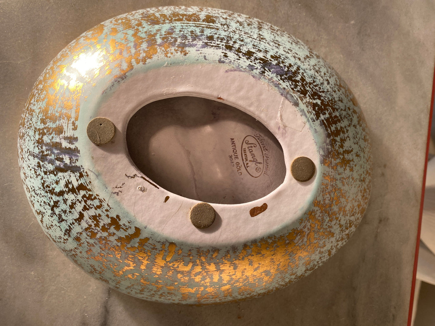 Vintage Stangl Pottery Mid Century Modern Ashtray Oval Antique Gold #3942