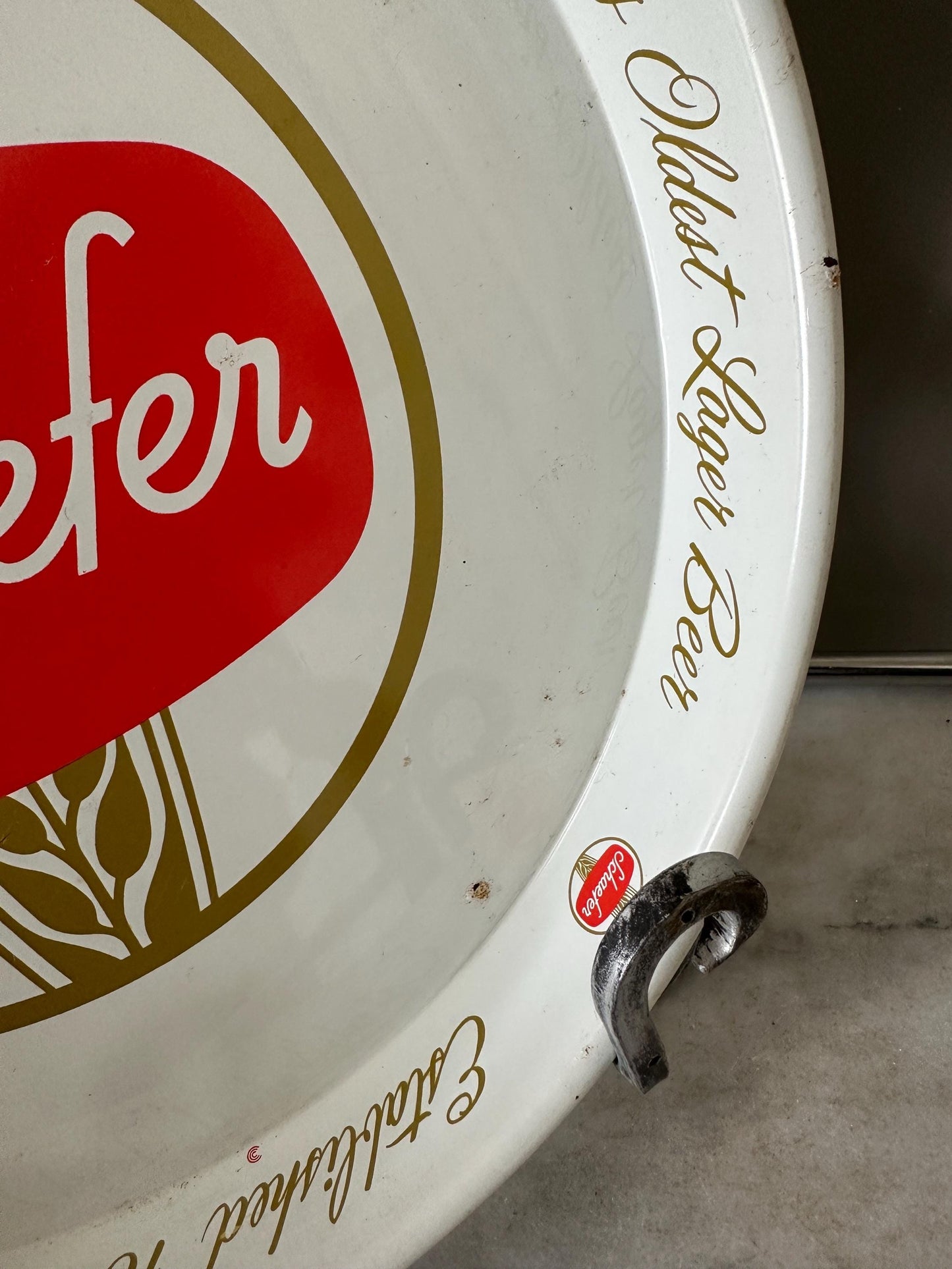 Vintage Schaefer Beer Metal Bar Tray |  Beer Lover Gift Home Bar Accessories Authentic Budweiser Memorabilia Round Serving Tray