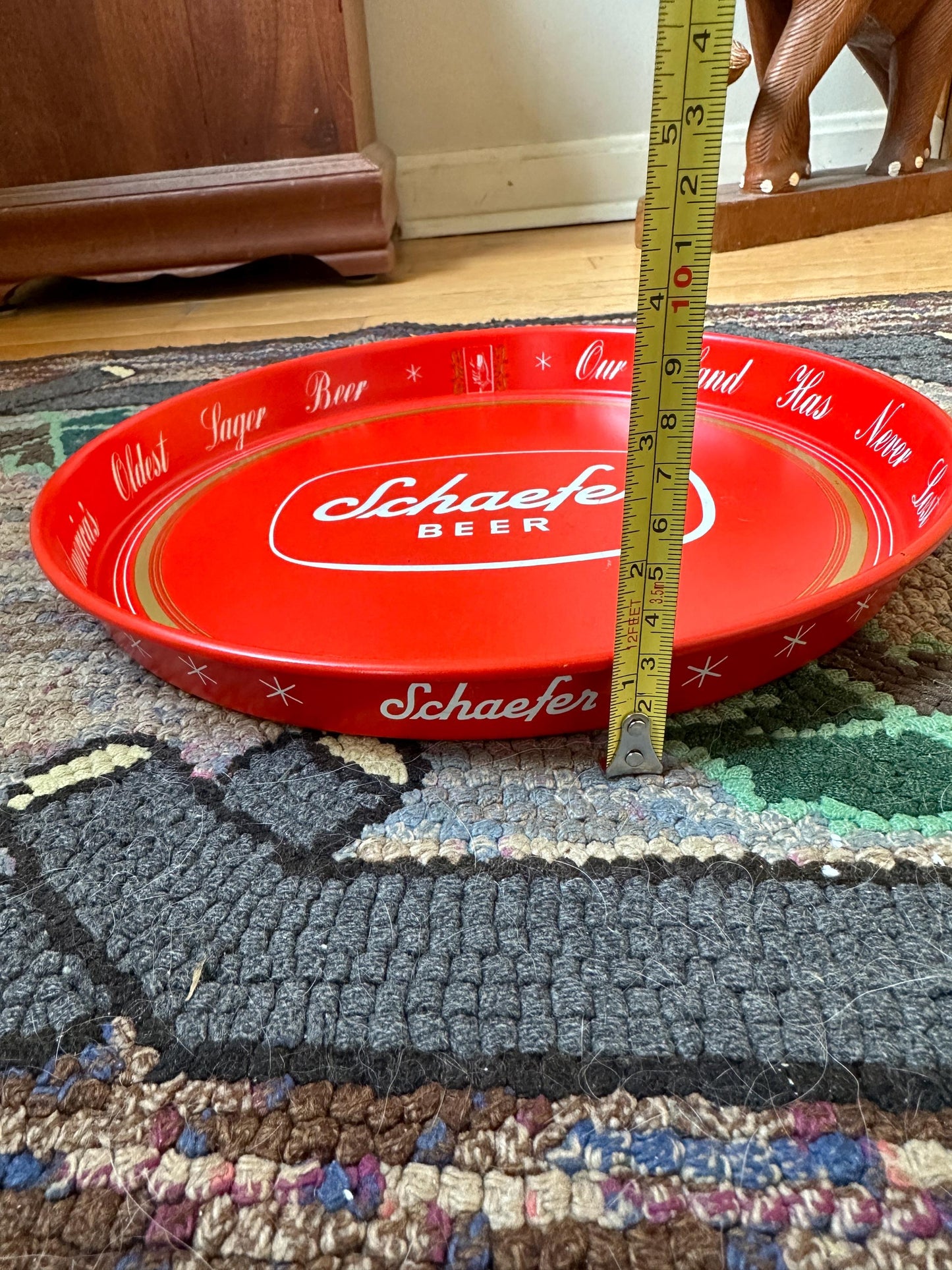 Vintage Schaefer Beer Ref Metal Bar Tray |  Beer Lover Gift Home Bar Accessories Authentic Schaefer Memorabilia Round Serving Tray