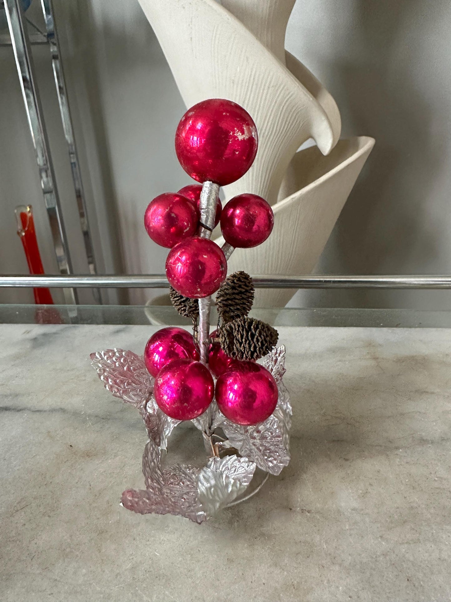 Kitschy Christmas Ornaments Set | Mercury Glass Tree, Putz Angel, Man (Made in Japan)