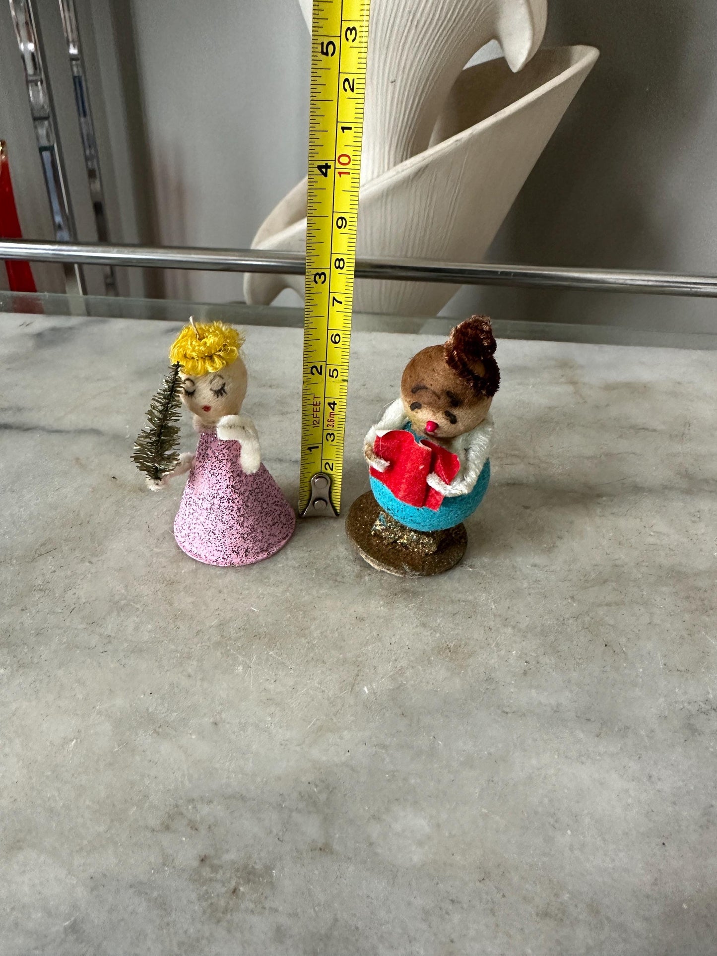 Kitschy Christmas Ornaments Set | Mercury Glass Tree, Putz Angel, Man (Made in Japan)