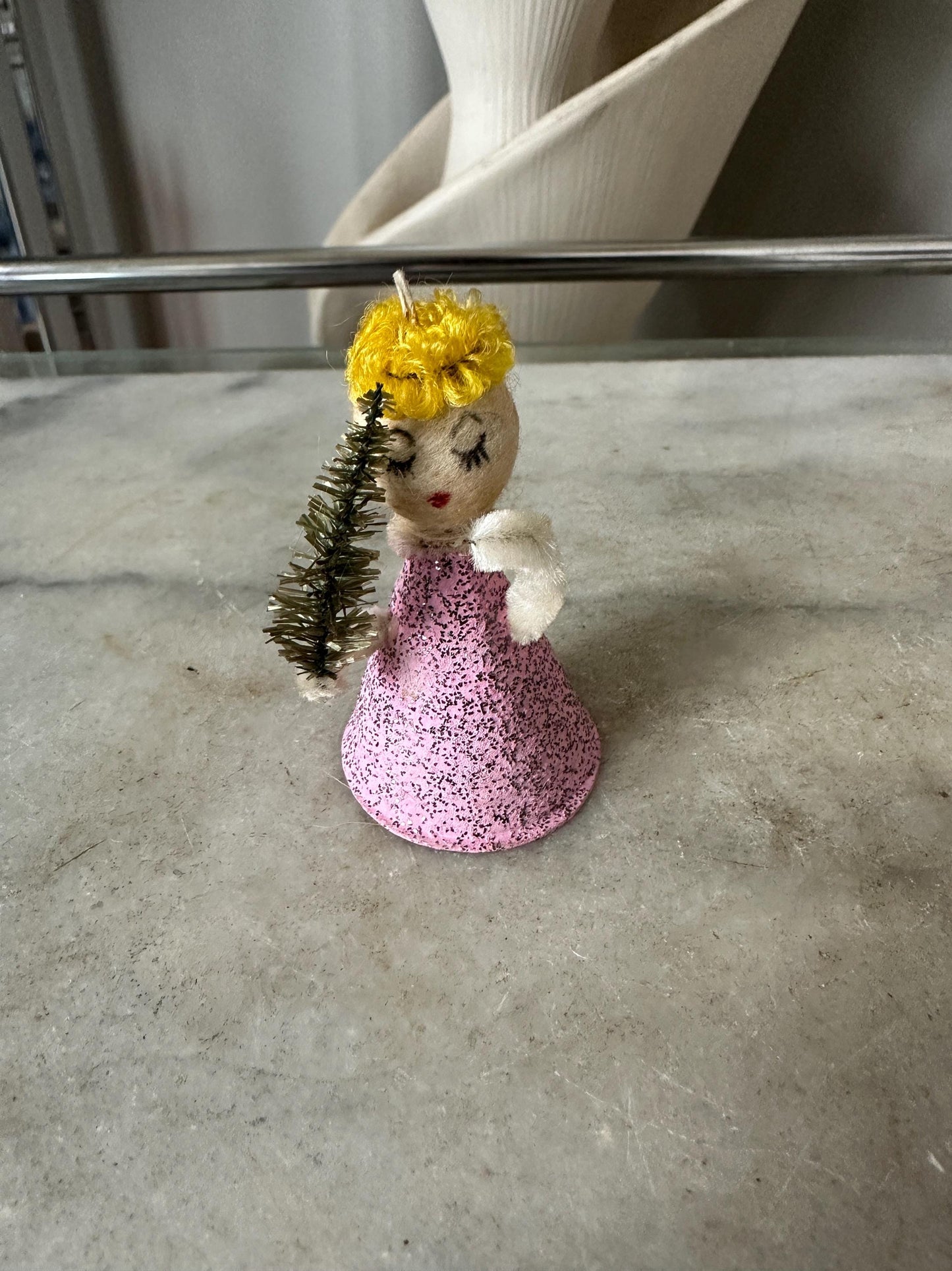 Kitschy Christmas Ornaments Set | Mercury Glass Tree, Putz Angel, Man (Made in Japan)