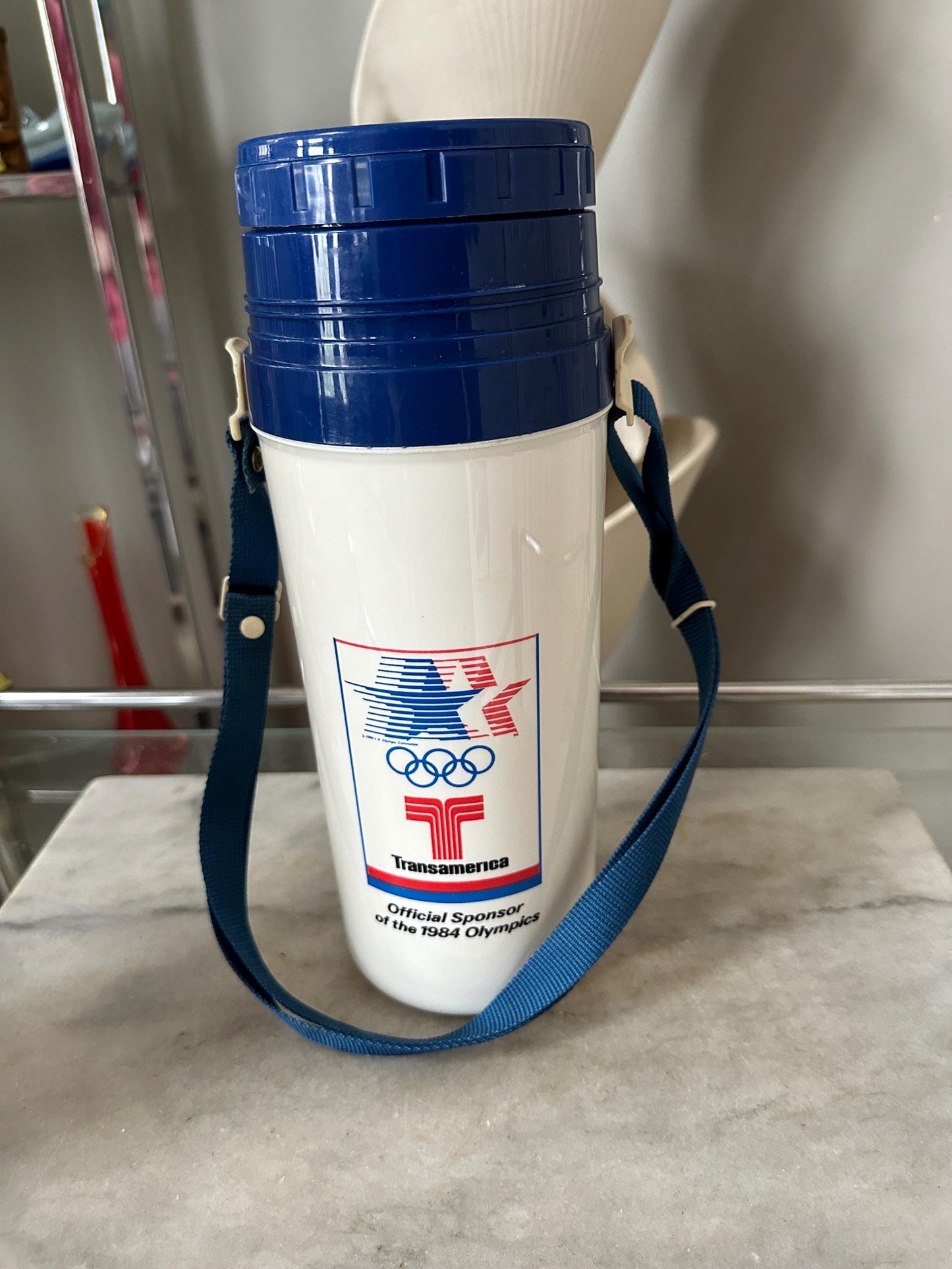 1984 Los Angeles Olympics Souvenir Thermos with Mugs | NOS