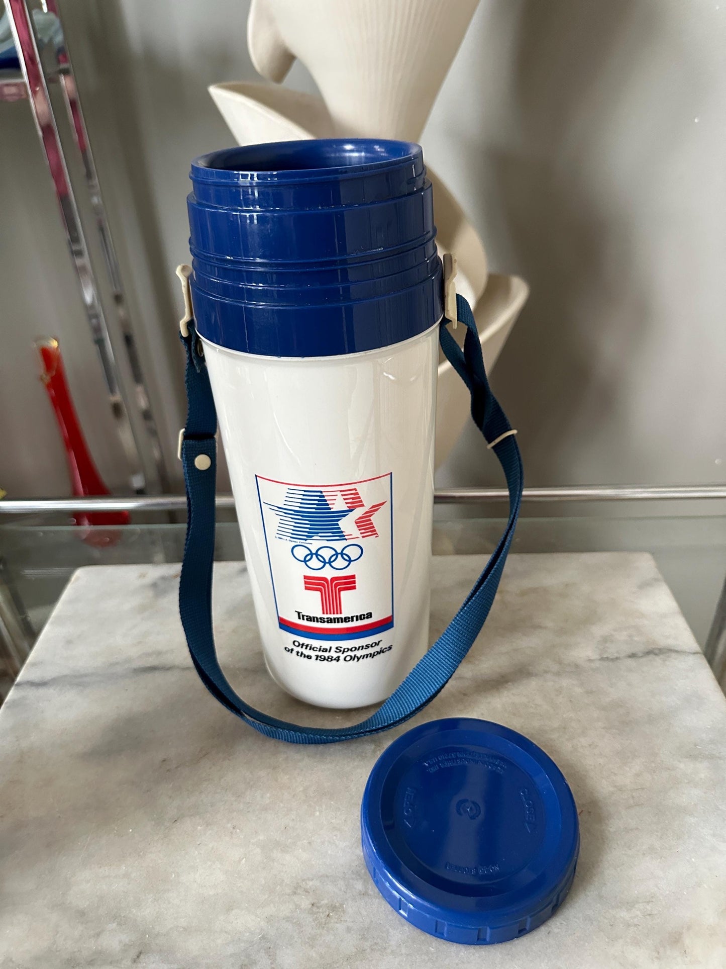 1984 Los Angeles Olympics Souvenir Thermos with Mugs | NOS