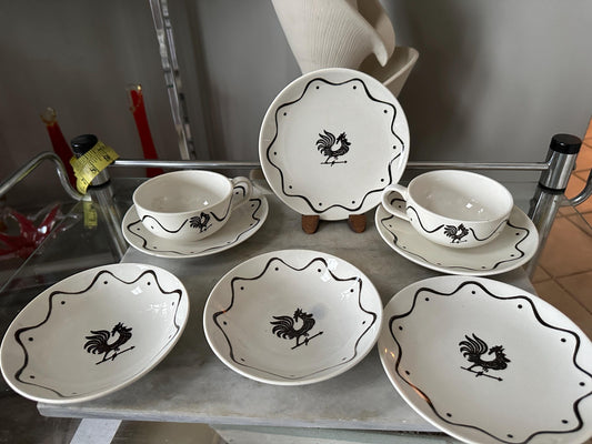 Vintage Royal China Coffee Set: Rooster Weather Vane, MCM Kitchen (2 EA)