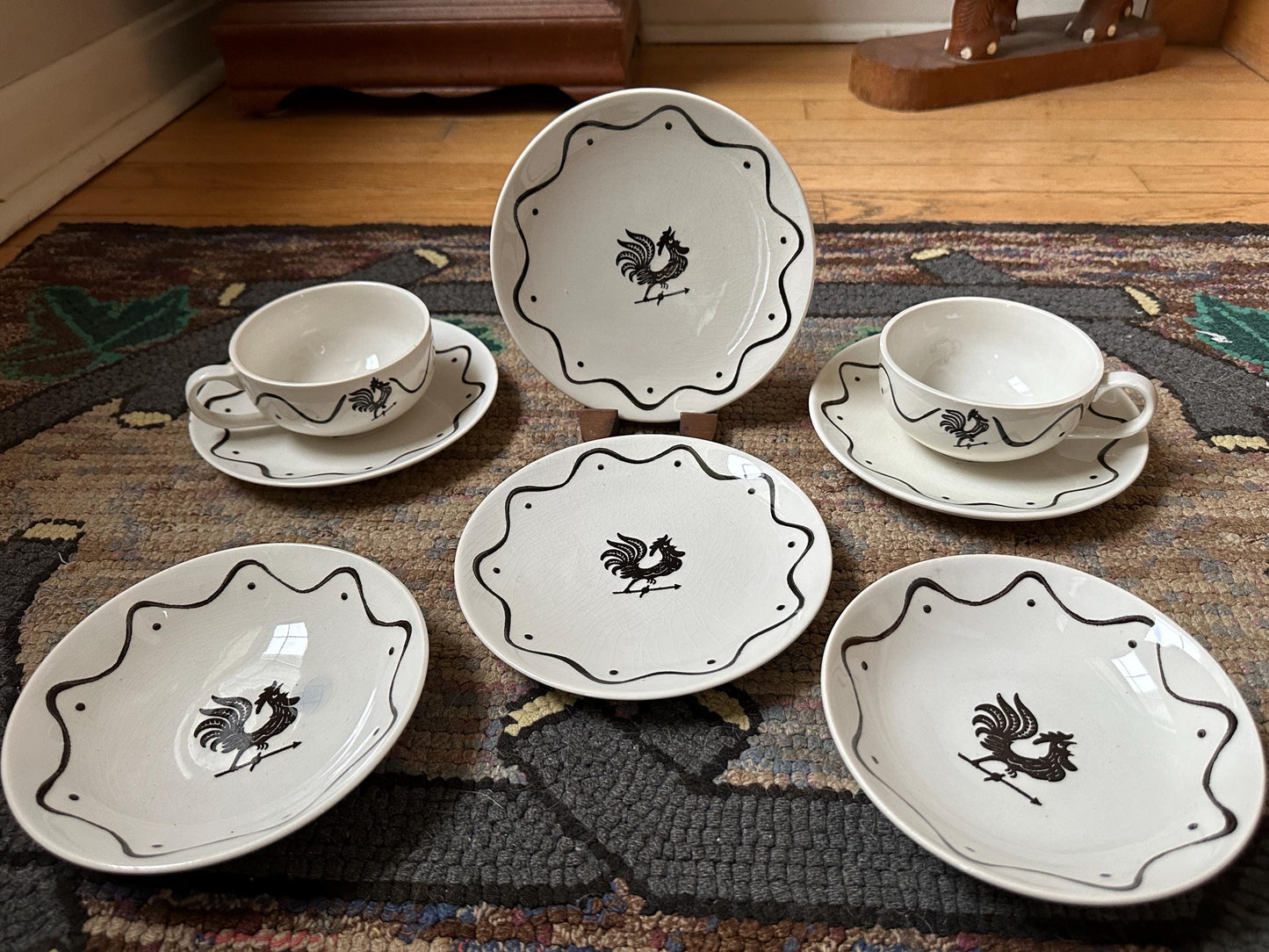 Vintage Royal China Coffee Set: Rooster Weather Vane, MCM Kitchen (2 EA)