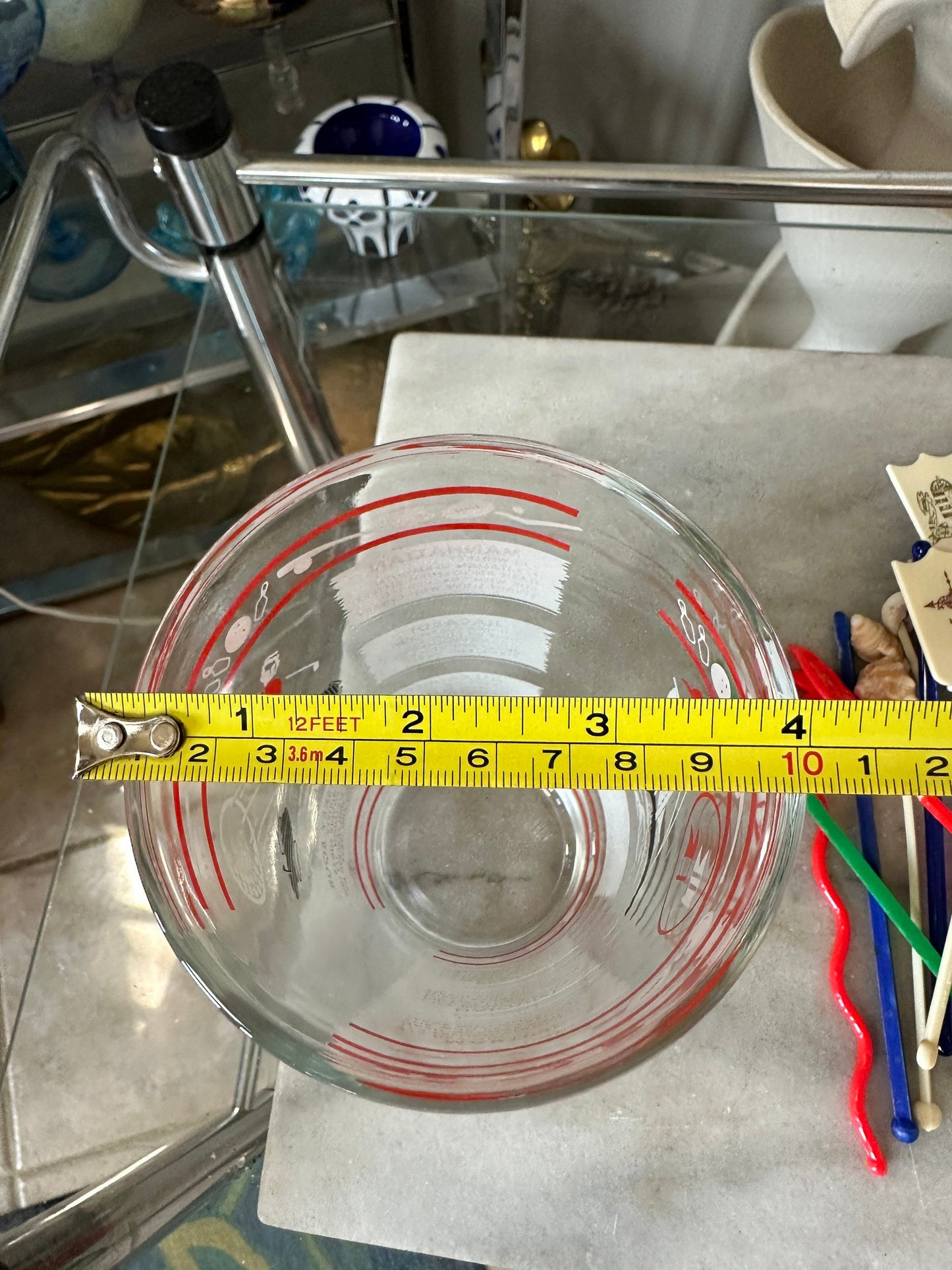 1950s Vintage Cocktail Shaker with Sports Theme and Stirrers