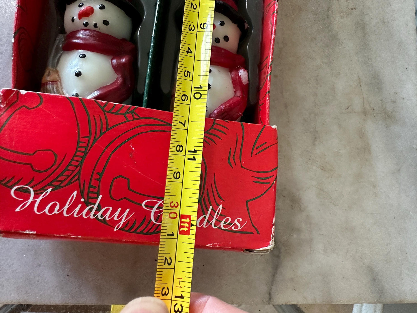 Vintage Snowmen (2) Taper Wax Candles 10" Unused New In Box, Christmas Kitsch