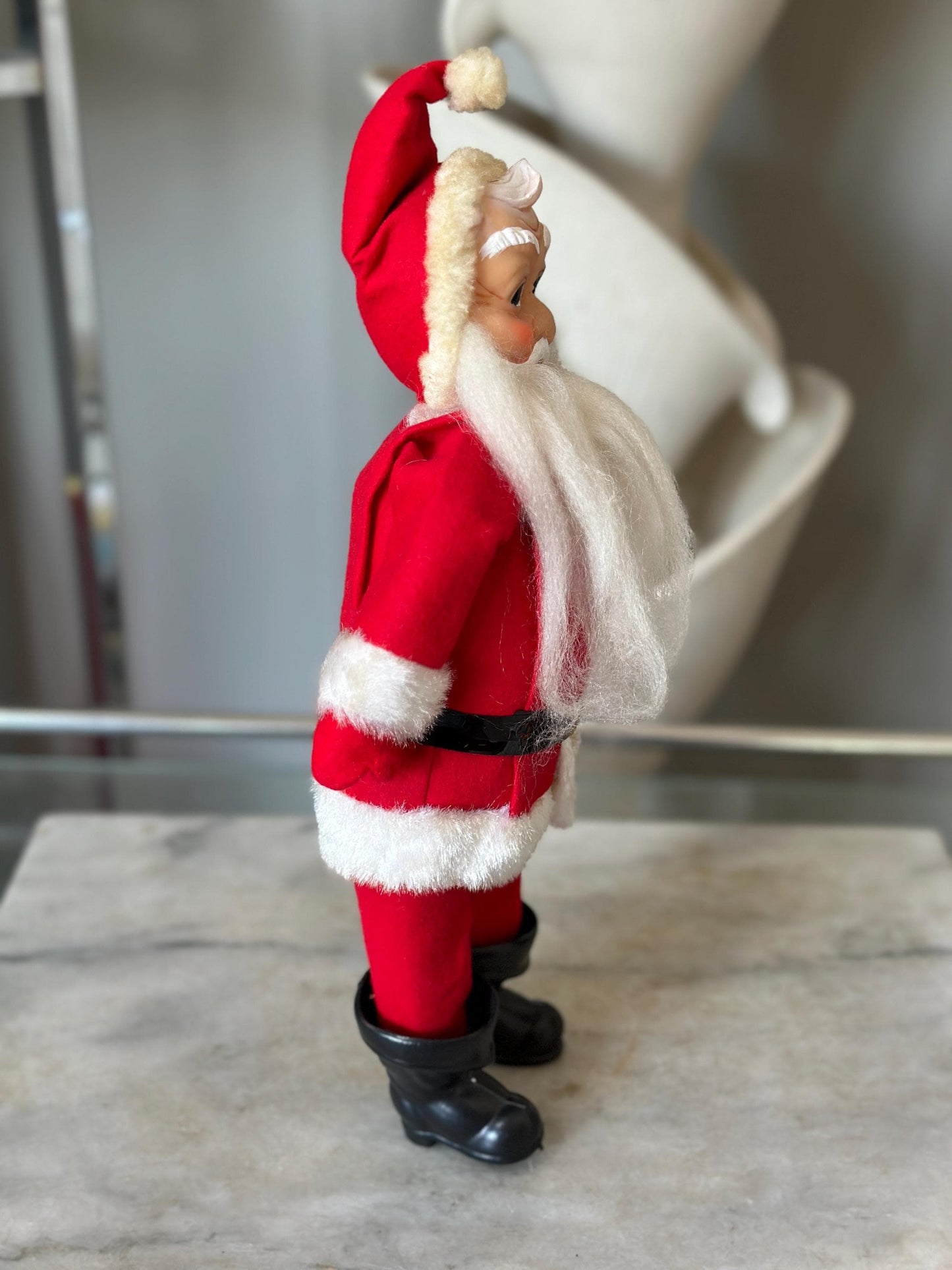 Vintage 1950s Poseable Santa Claus Doll: Rubber Face, Blue Eyes, 14" Collectible
