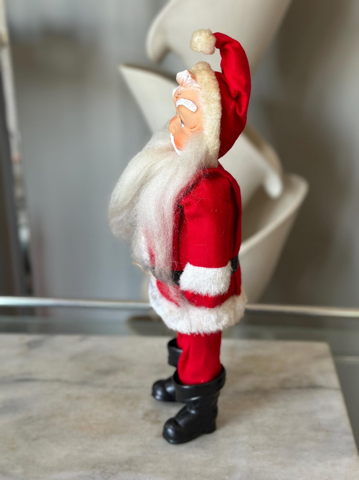 Vintage 1950s Poseable Santa Claus Doll: Rubber Face, Blue Eyes, 14" Collectible