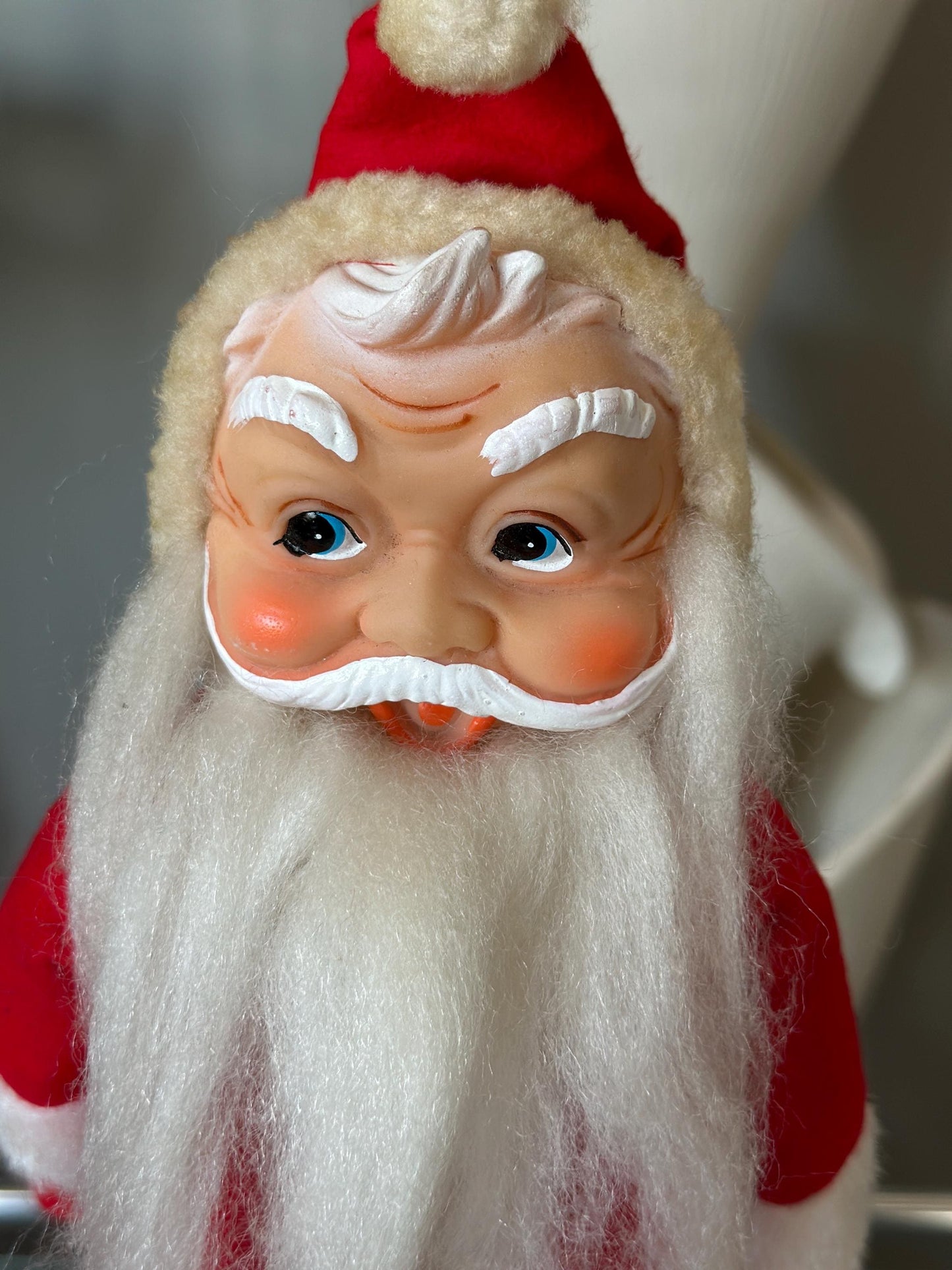 Vintage 1950s Poseable Santa Claus Doll: Rubber Face, Blue Eyes, 14" Collectible