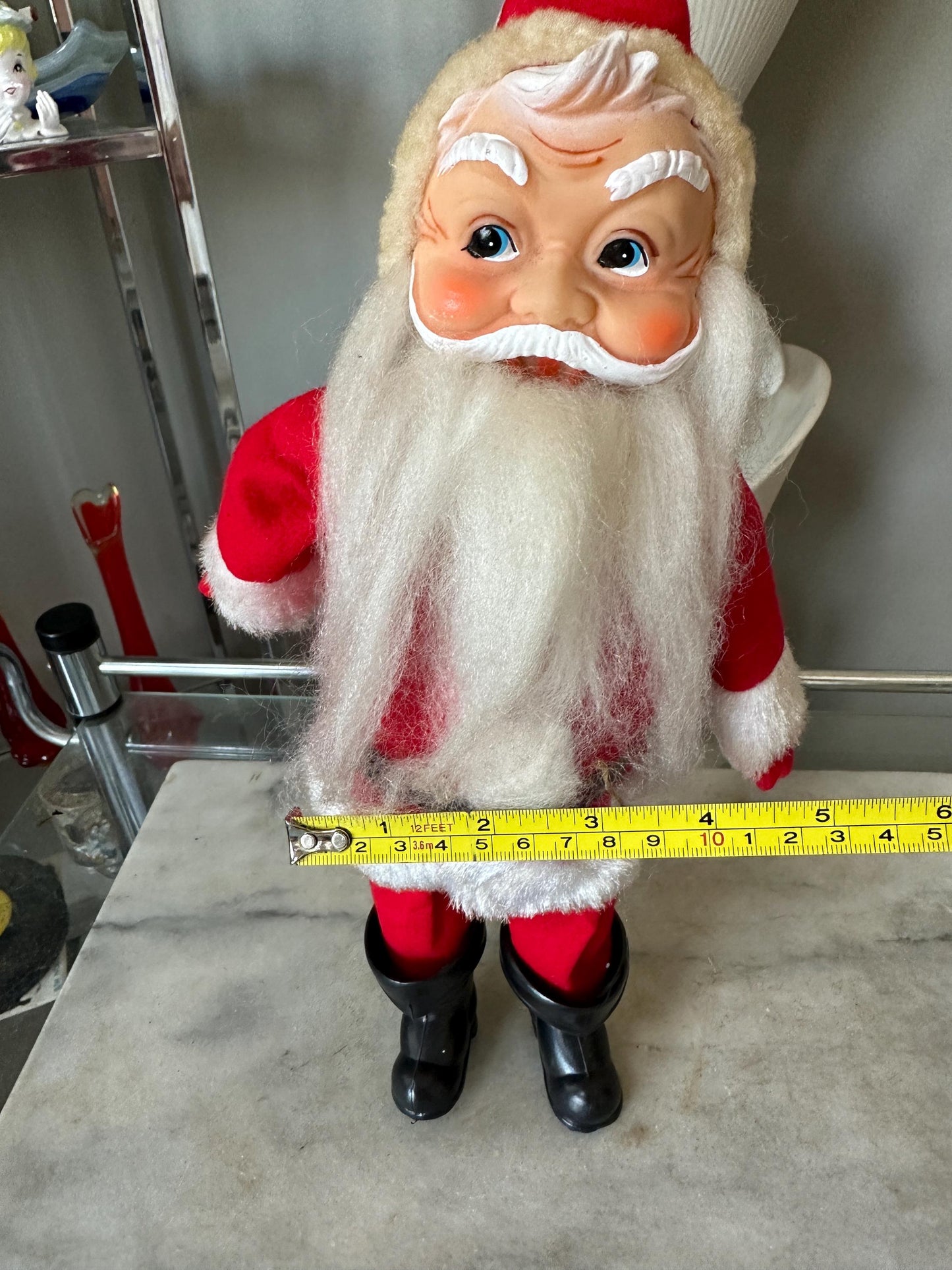 Vintage 1950s Poseable Santa Claus Doll: Rubber Face, Blue Eyes, 14" Collectible