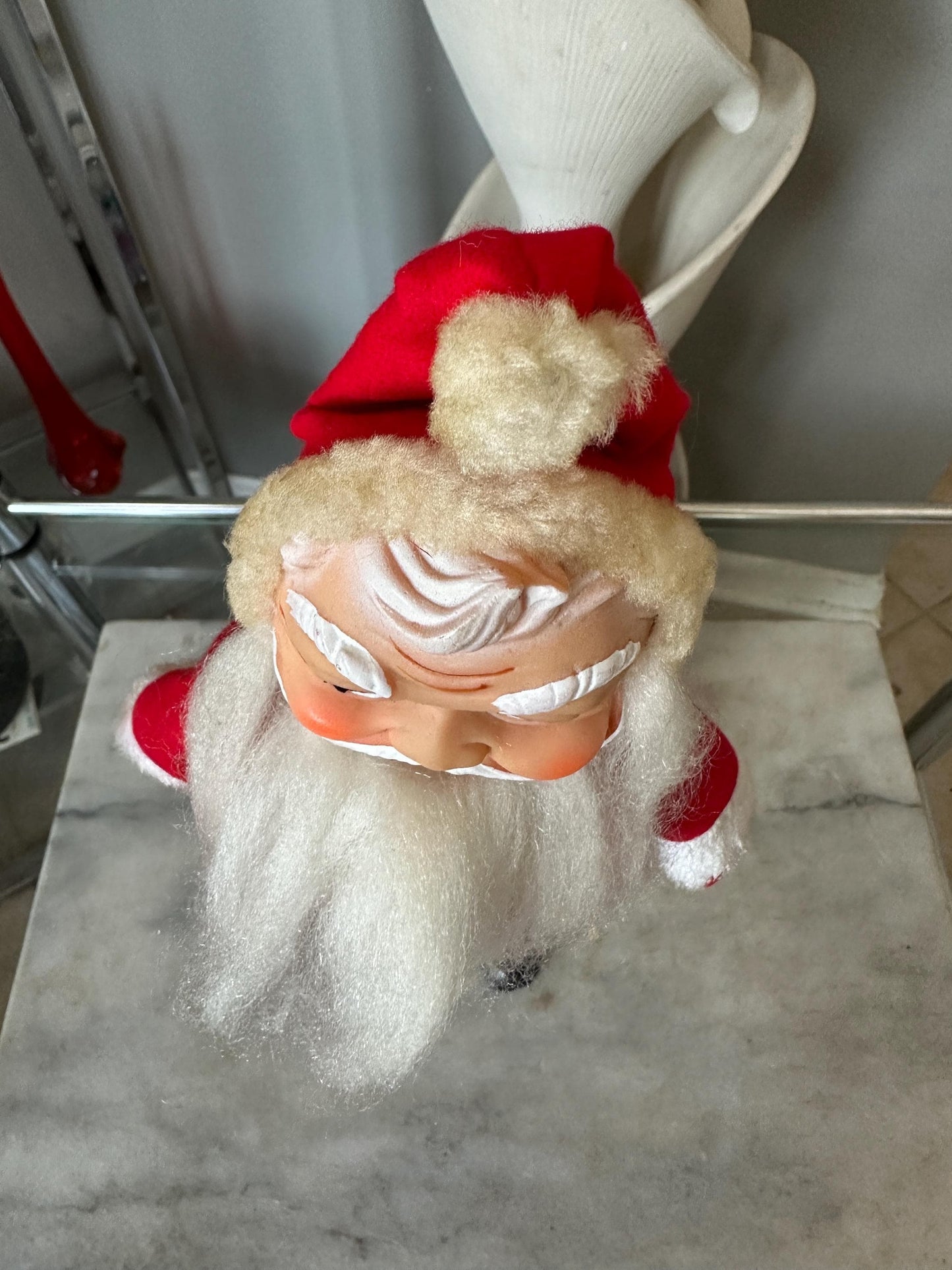 Vintage 1950s Poseable Santa Claus Doll: Rubber Face, Blue Eyes, 14" Collectible