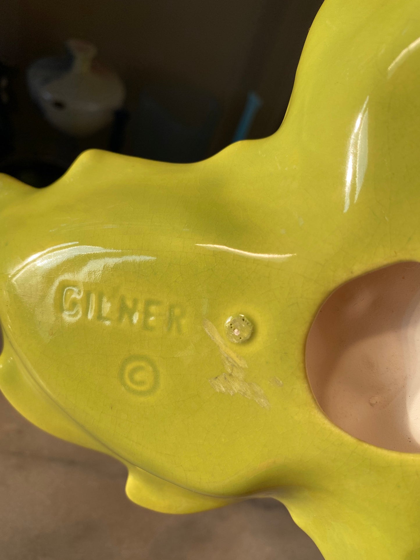 Vintage Gilner Pixie Elf Pottery Leaf Candy Dish - 1940s Kitsch Tray