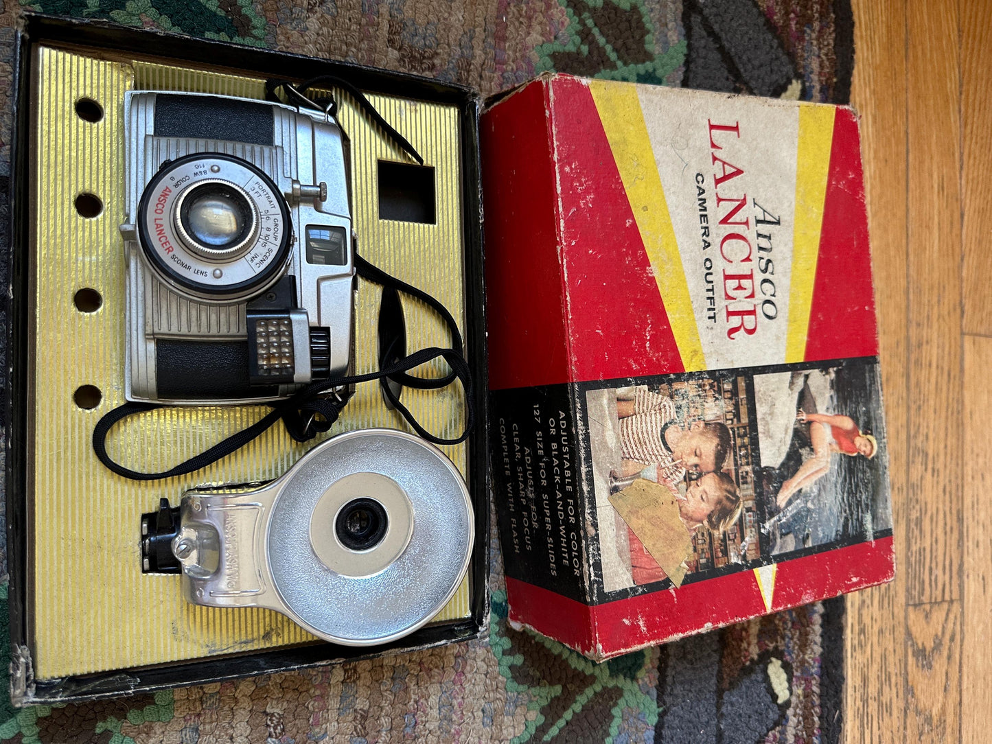 Ansco Lancer LG Camera Set: 1960s German Metal Camera with Flash
