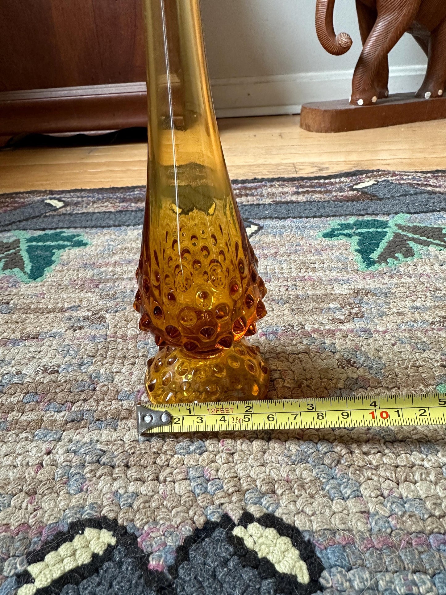 Vintage Fenton Amber Hobnail Glass Vase - Swung Bud Vase