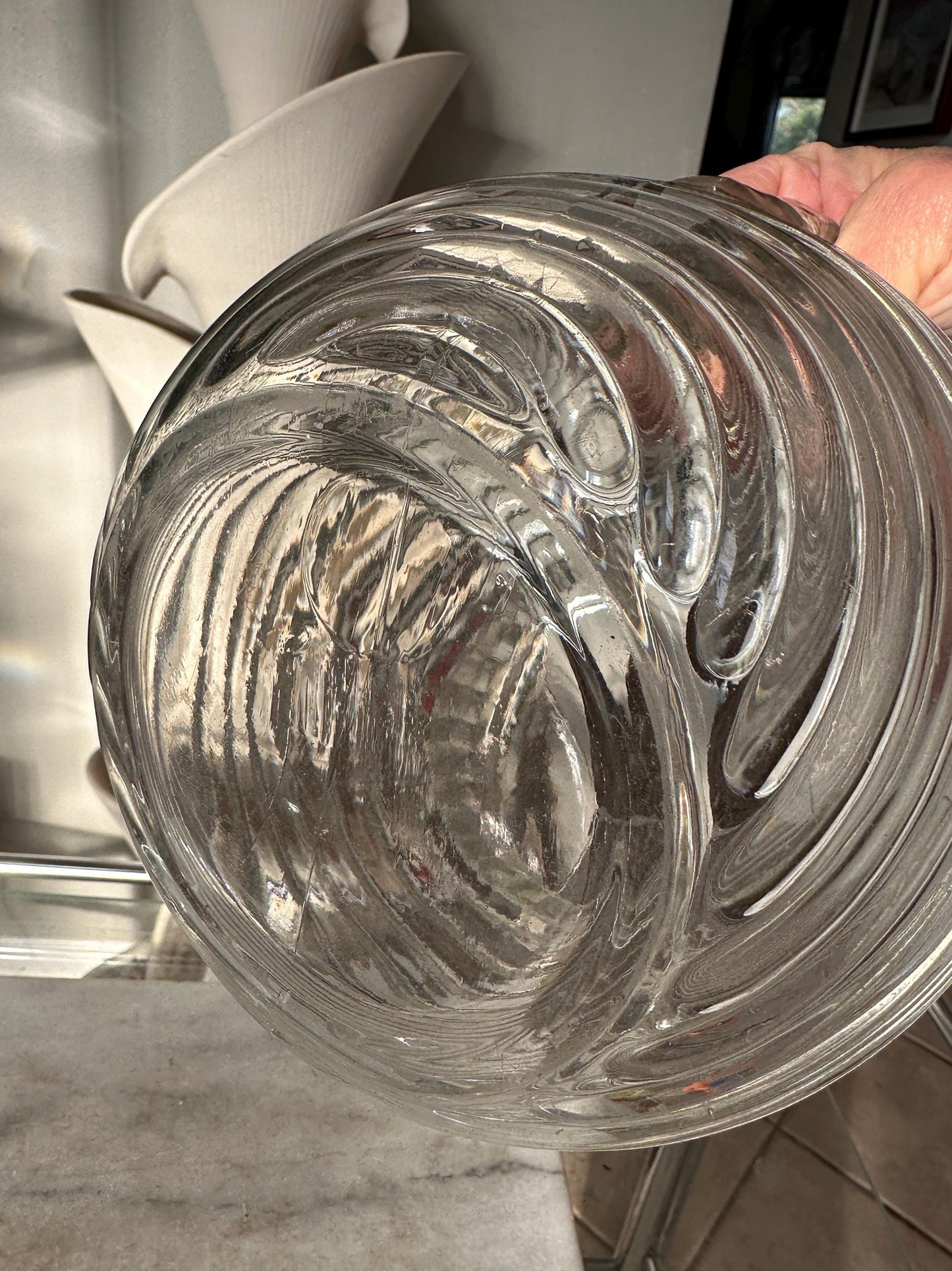 Vintage Ribbed Ball Pitcher: Anchor Hocking Style, 56 oz Ice Lip