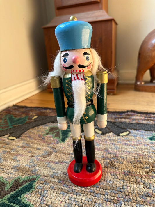 Vintage Nutcracker: Robins Egg Blue Hat, Gold Accent, Holiday Decor