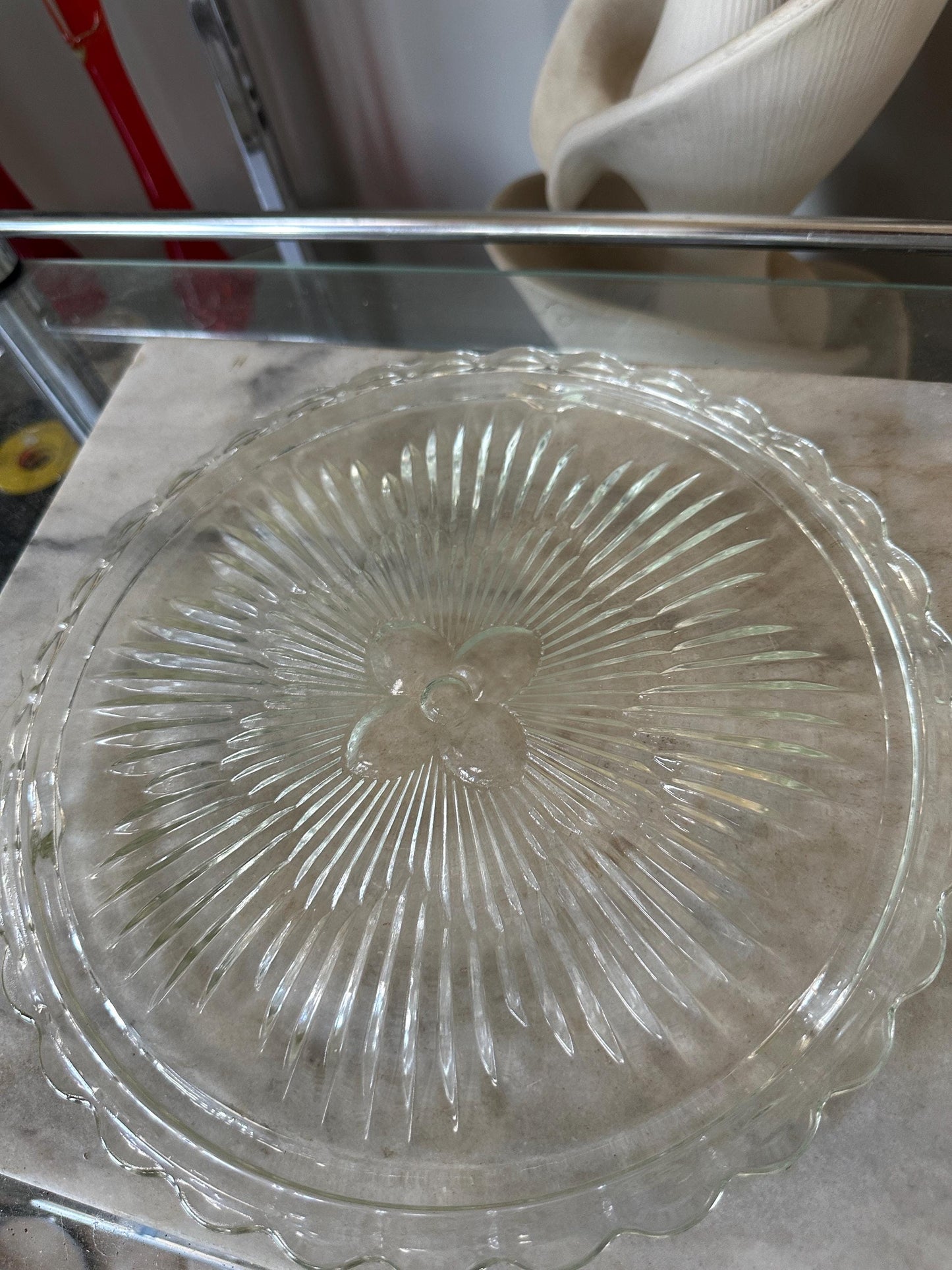 1950s Vintage Chrome Cake Saver with Glass Plate: Mid-Century Kitchen Storage