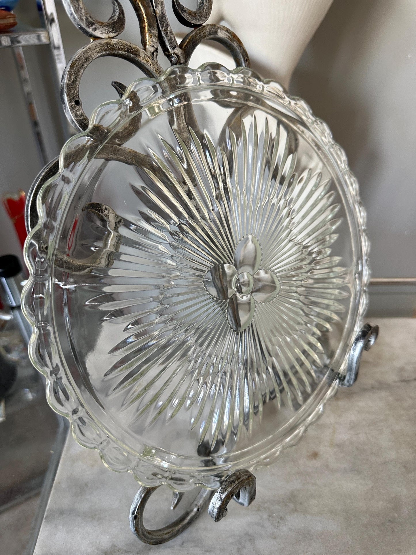 1950s Vintage Chrome Cake Saver with Glass Plate: Mid-Century Kitchen Storage