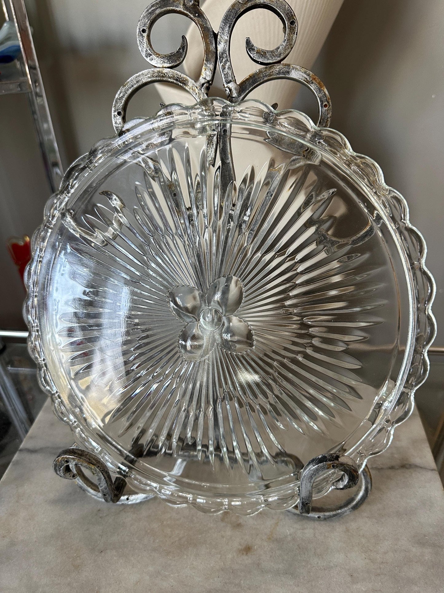 1950s Vintage Chrome Cake Saver with Glass Plate: Mid-Century Kitchen Storage