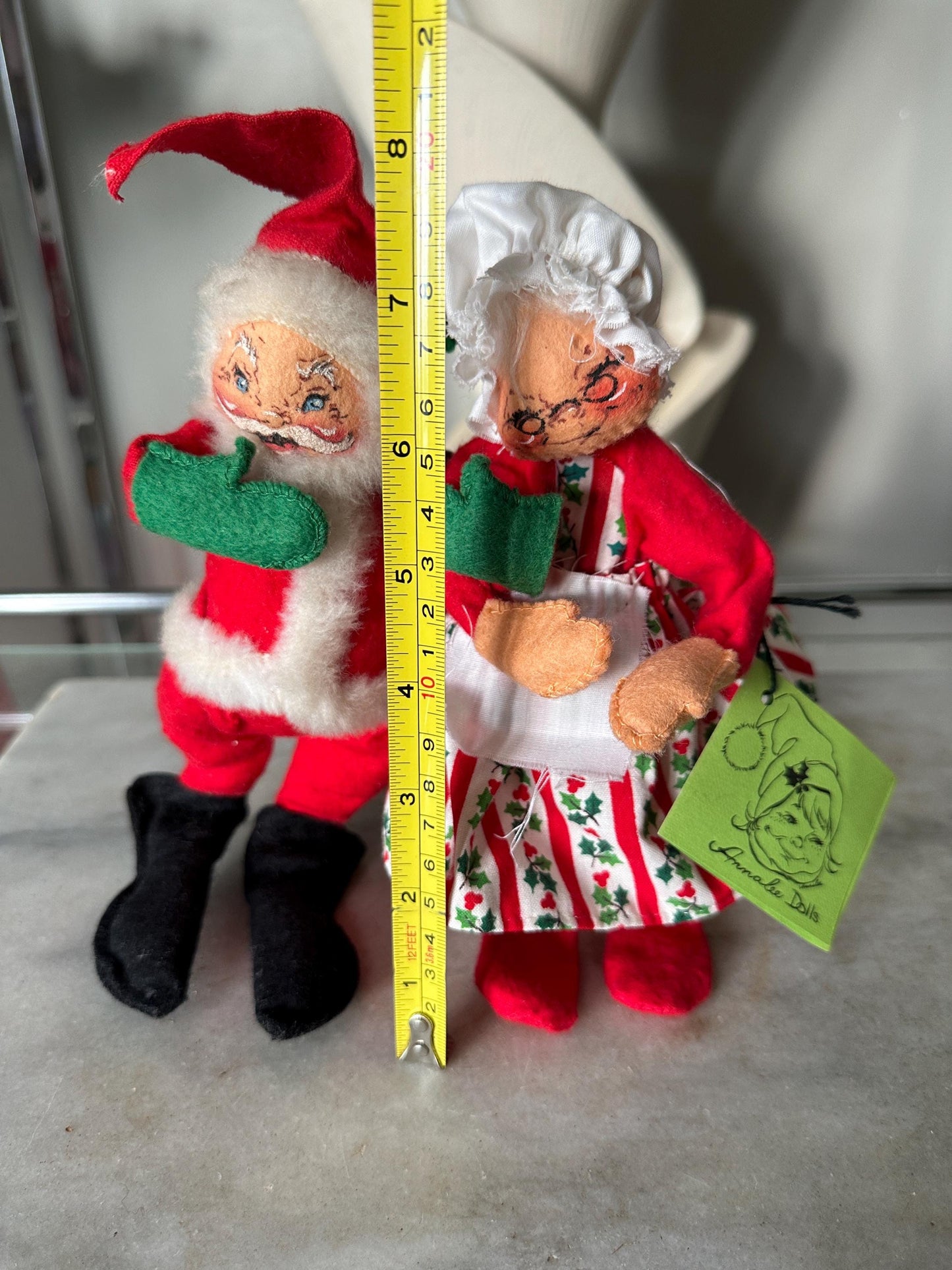 Vintage 1963/80 Annalee Mobilitee Santa And Mrs Claus,  With Sack Bendable Christmas