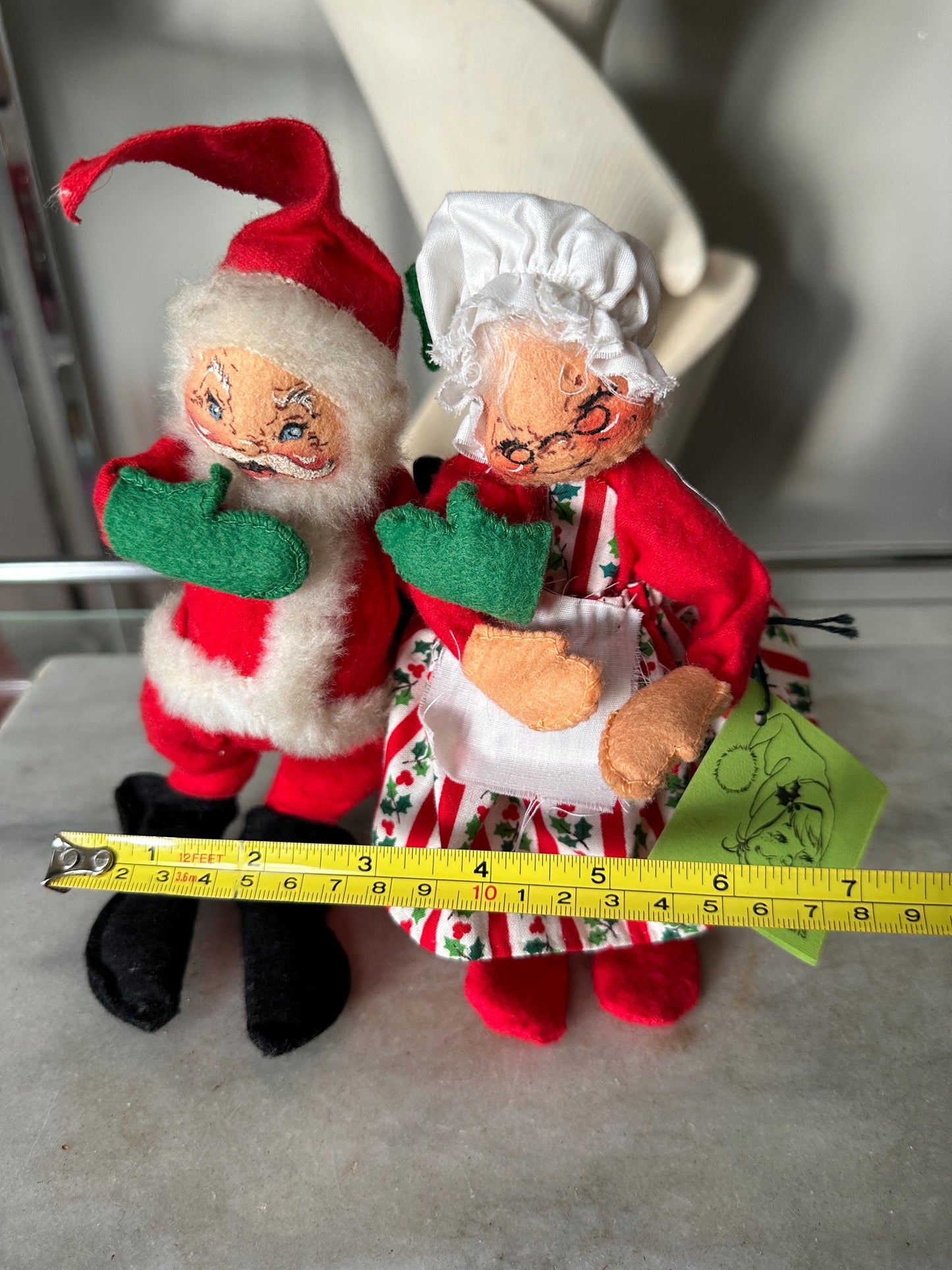 Vintage 1963/80 Annalee Mobilitee Santa And Mrs Claus,  With Sack Bendable Christmas