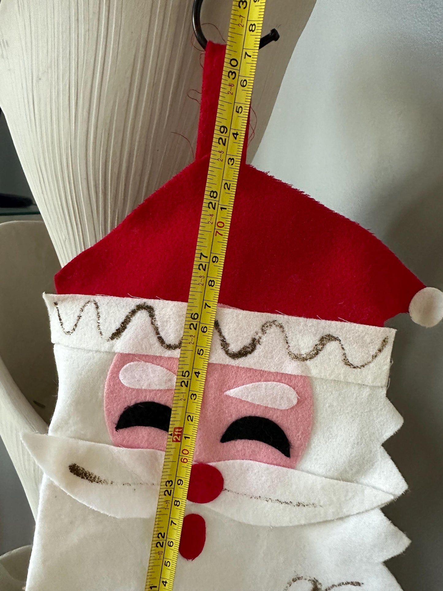 Vintage Felt Santa Card Holder: Retro Christmas Wall Hanging, Made in Japan, Christmas Kitsch