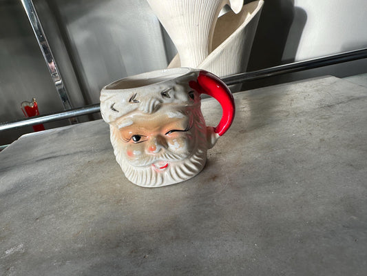 Vintage Winking Santa Mini Mug: Kitschy Christmas Decor, Made in Japan