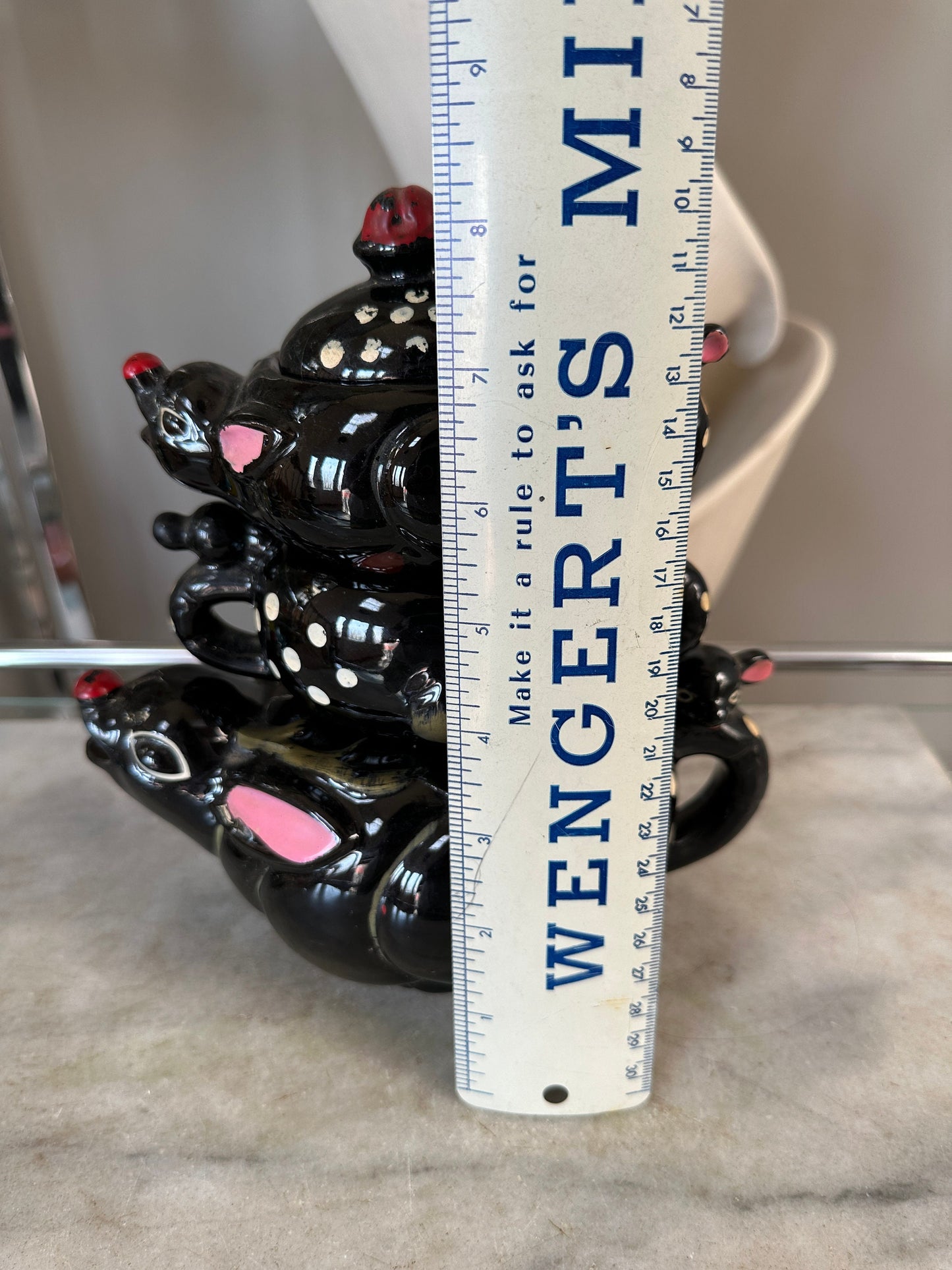 MCM Rudolph the Red Nosed Reindeer Christmas  Tea Pot, Creamer, Sugar Bowl & Lid - Royal Sealy Redware Deer Pattern Stacking Tea Set, Japan