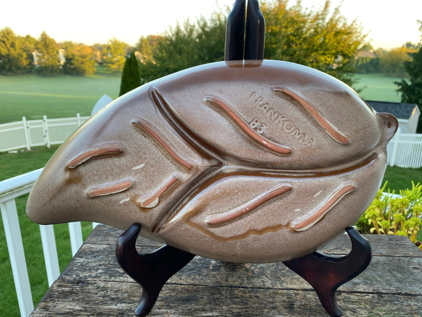 MCM Frankoma Pottery Divided Leaf Bowl | Frankoma 83 Divided Dish | Mid Centery Modern