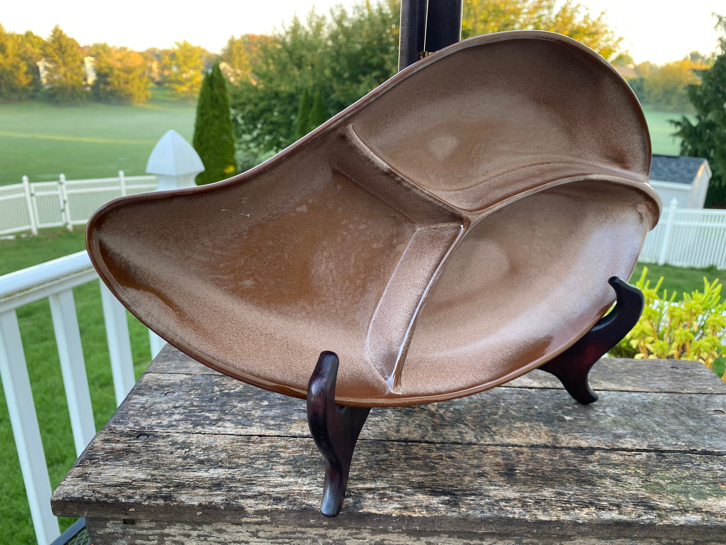 MCM Frankoma Pottery Divided Leaf Bowl | Frankoma 83 Divided Dish | Mid Centery Modern