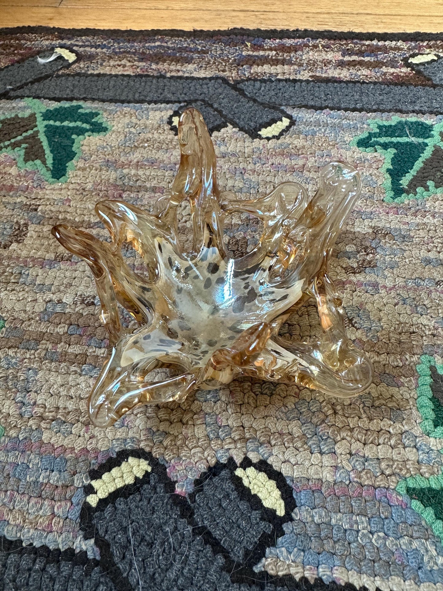Vintage Murano Style Art Glass Bowl: Free Form Open Work