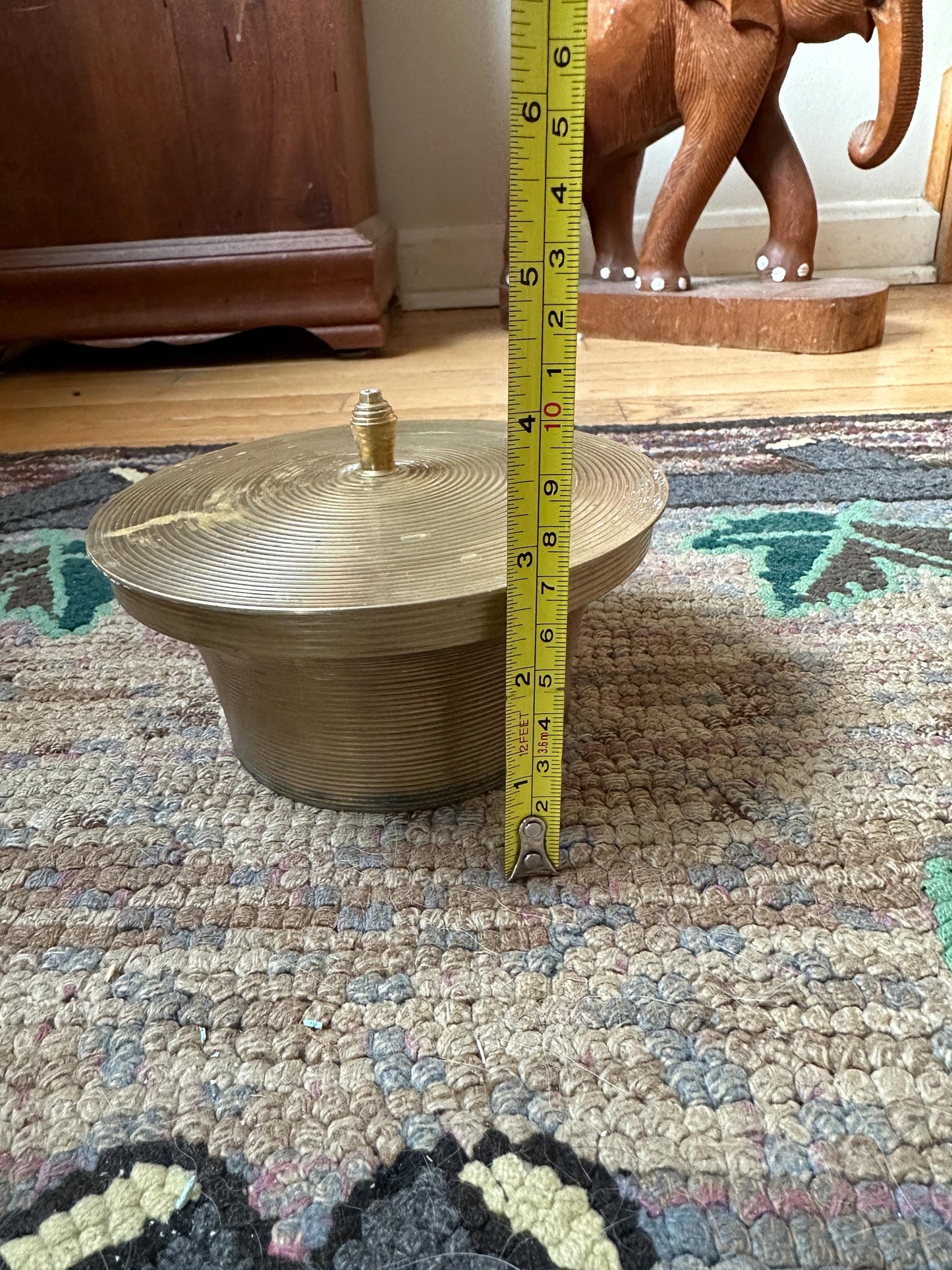 Vintage SARNA Brass Bowl with Lid: 6" Rice Bowl