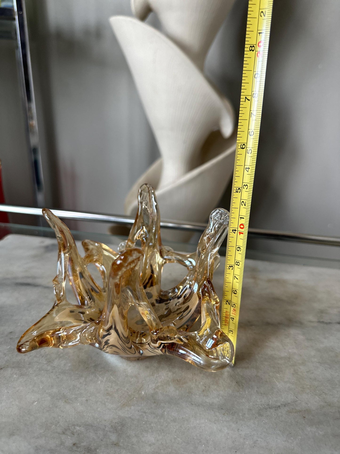 Vintage Murano Style Art Glass Bowl: Free Form Open Work