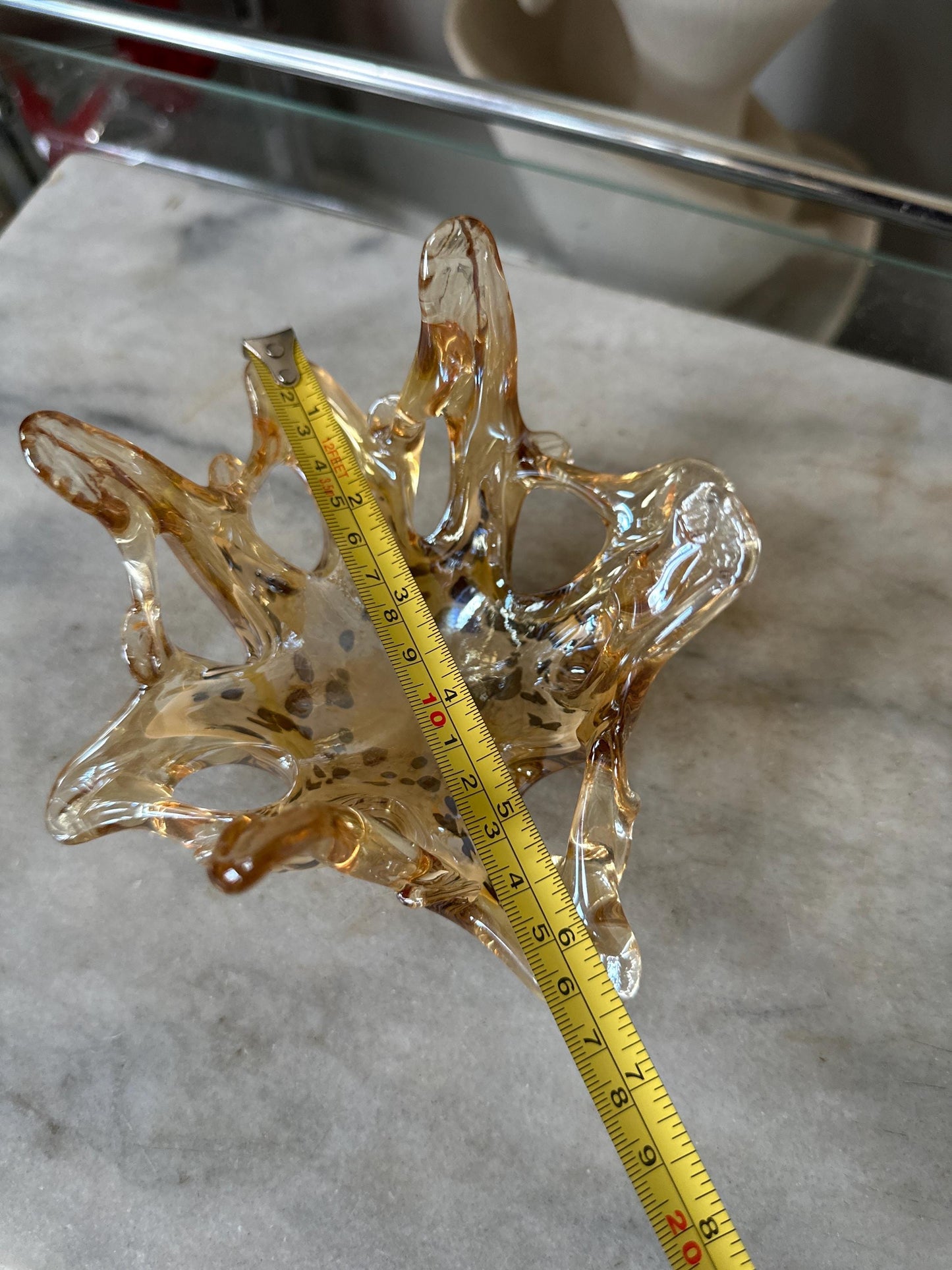 Vintage Murano Style Art Glass Bowl: Free Form Open Work