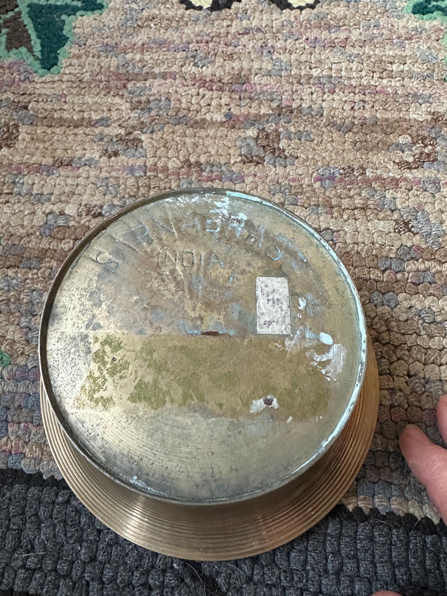 Vintage SARNA Brass Bowl with Lid: 6" Rice Bowl