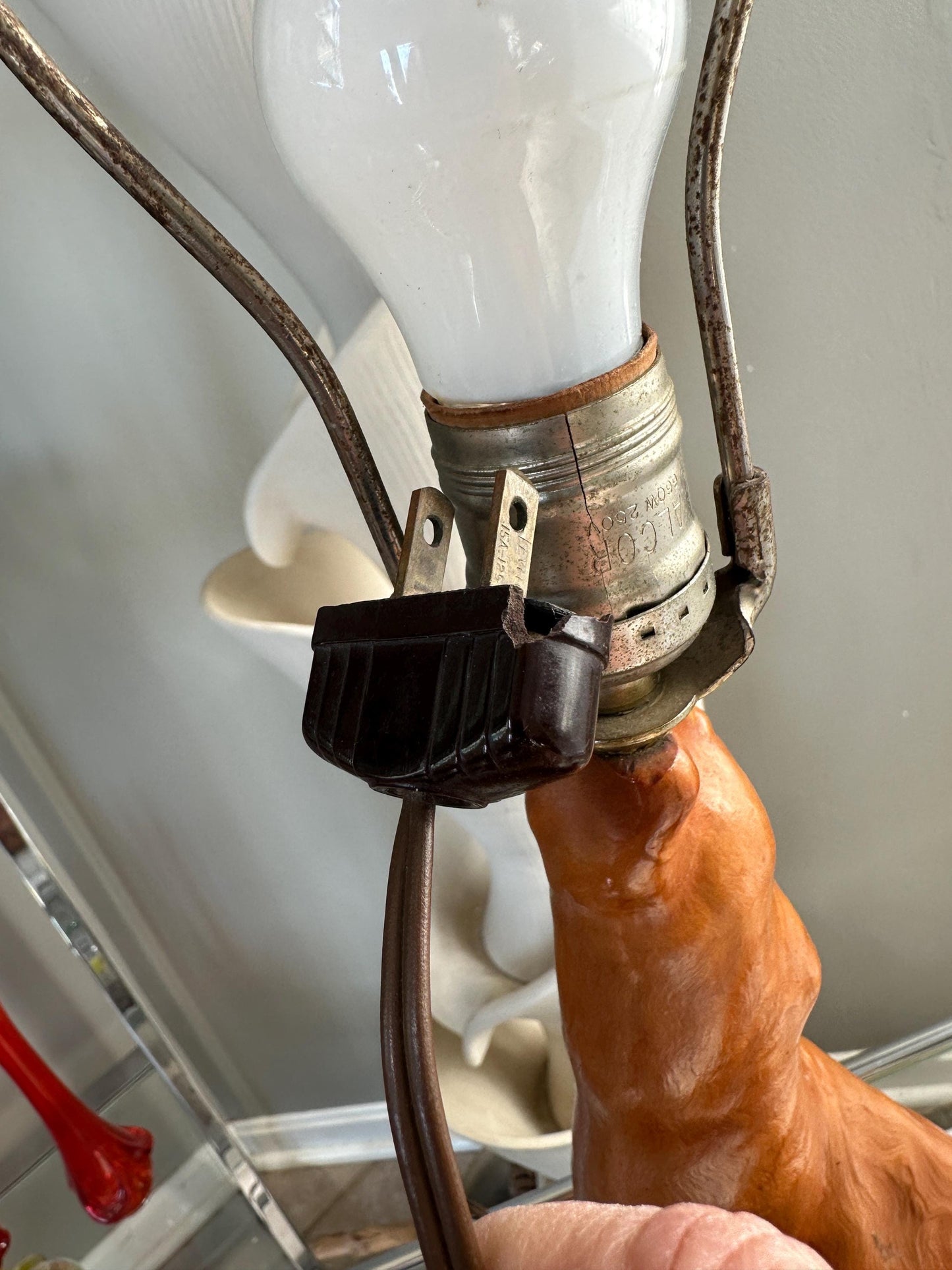 MCM Driftwood Table Lamp with Nightlight: Coastal Boho Decor