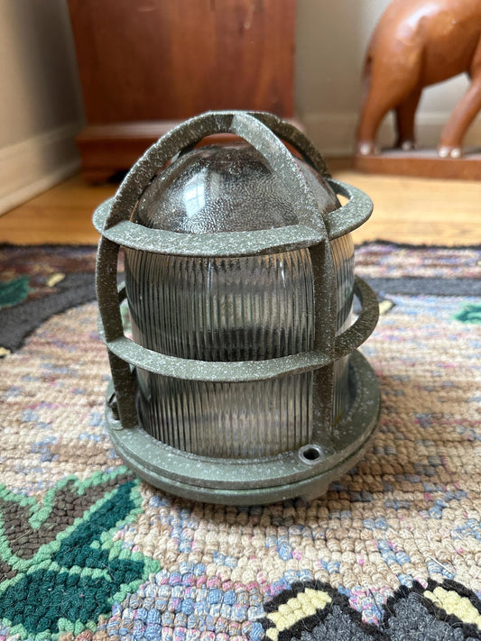 Vintage Explosion Proof Industrial Cage Light Frame with Rab Glass Shade