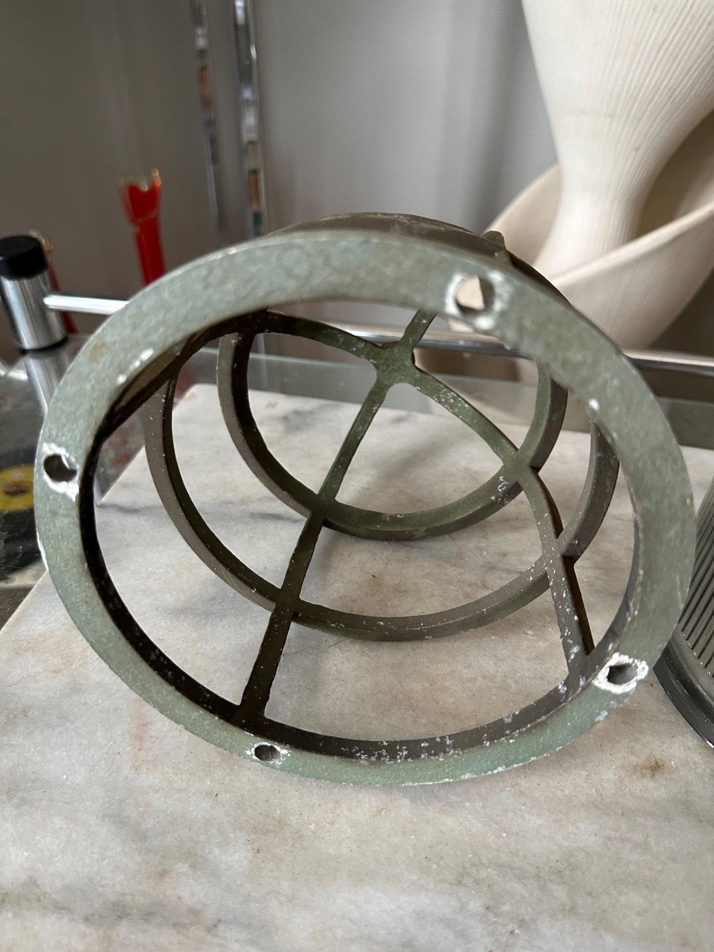 Vintage Explosion Proof Industrial Cage Light Frame with Rab Glass Shade PLEASE READ DESCRIPTION