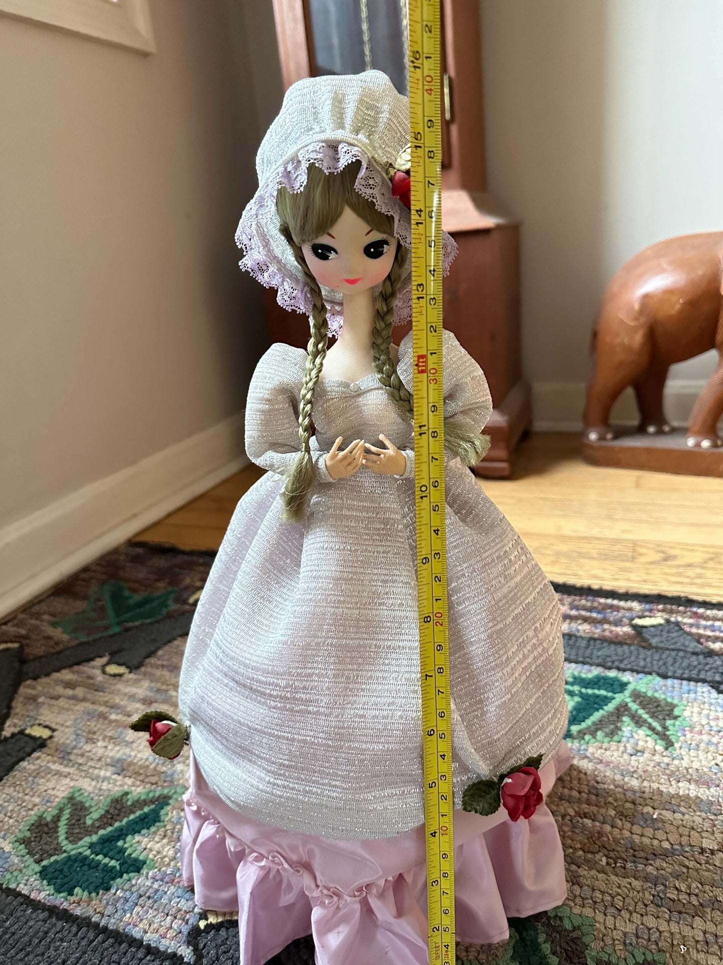 Vintage Korea Bradley Doll Seventies Cloth Face Doll On Stand