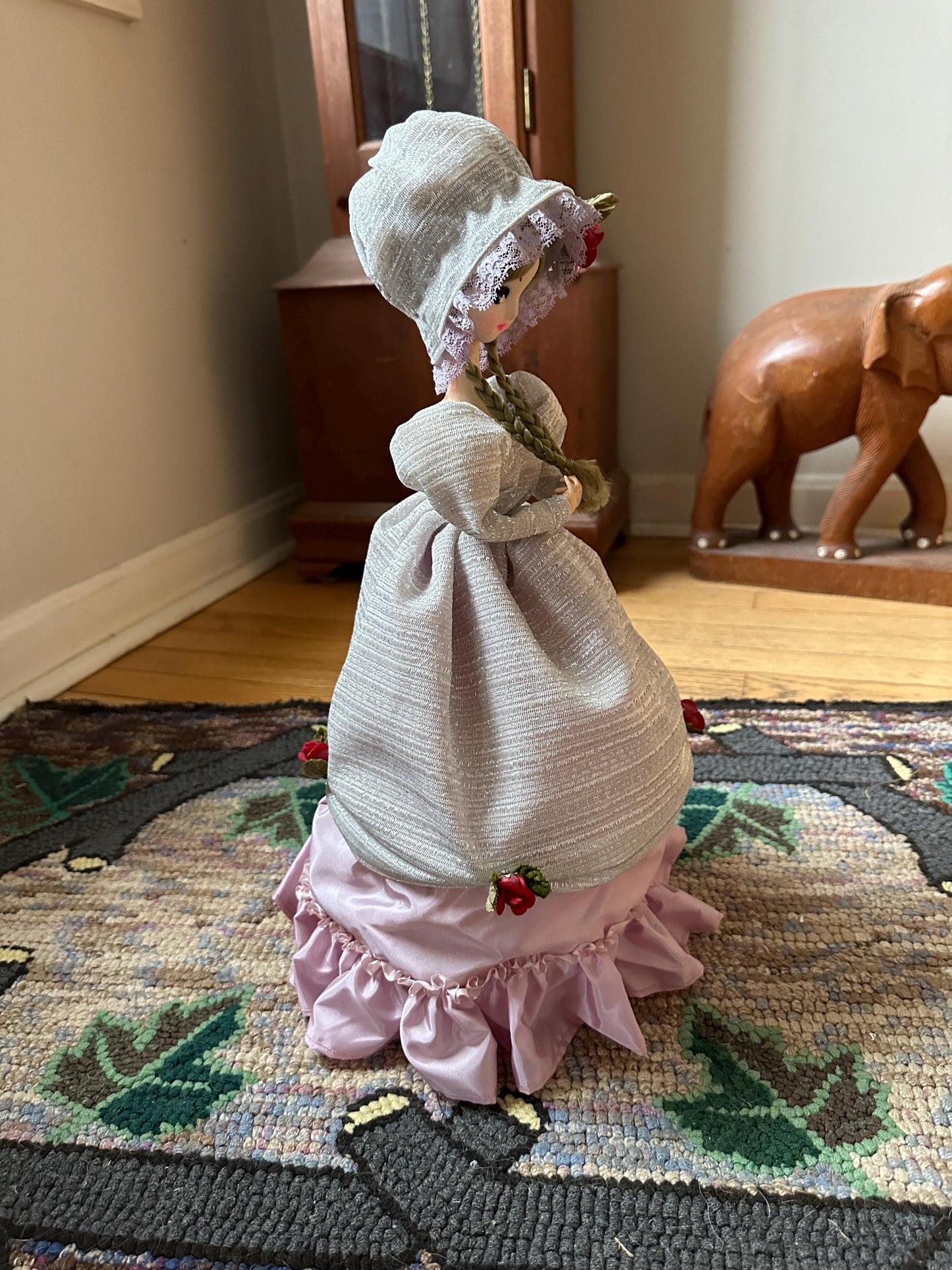 Vintage Korea Bradley Doll Seventies Cloth Face Doll On Stand