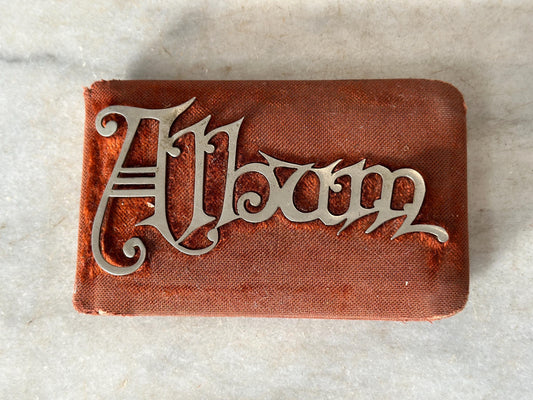 Antique Red Velvet Autograph Book: Victorian Metal Plate, Handwritten Messages