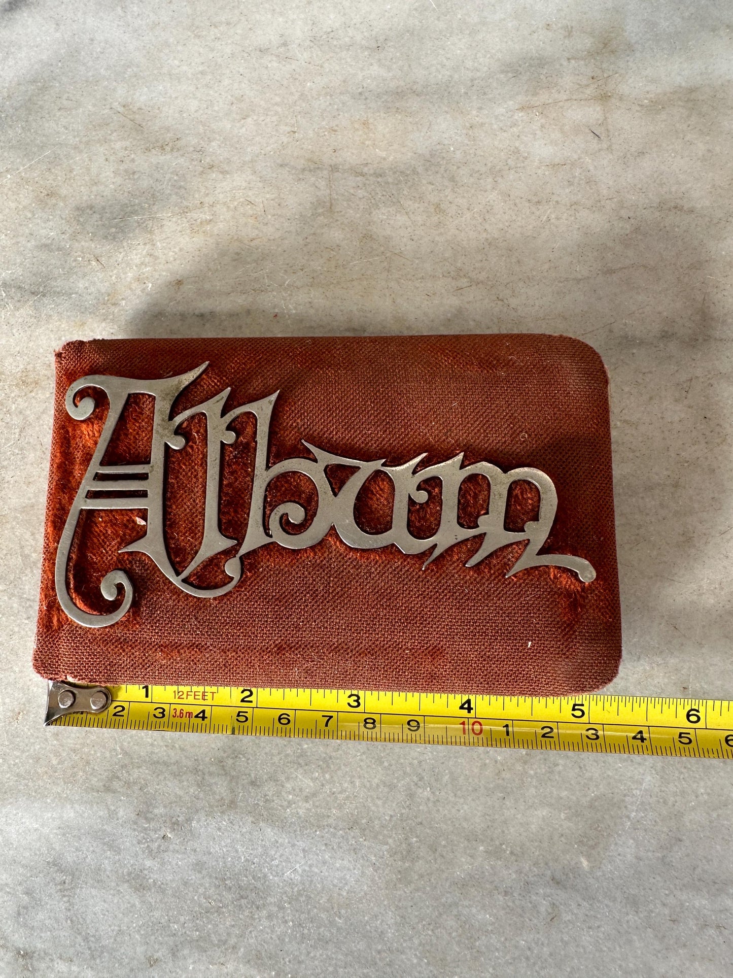 Antique Red Velvet Autograph Book: Victorian Metal Plate, Handwritten Messages
