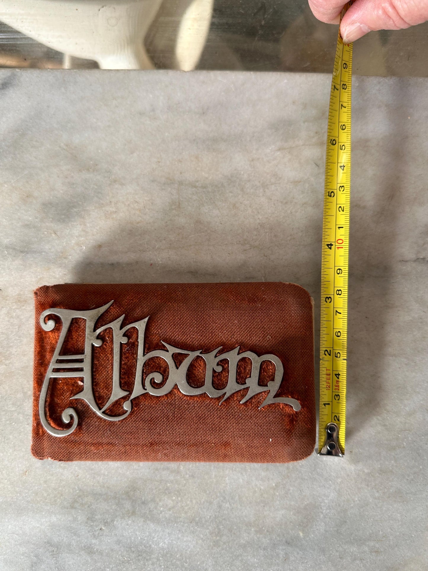Antique Red Velvet Autograph Book: Victorian Metal Plate, Handwritten Messages