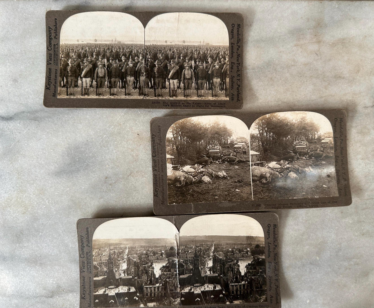 Antique Set of Ten (10) 1900s Keystone Stereoviews WWI War Images