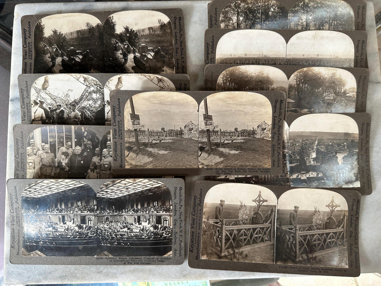 Antique Set of Ten (10) 1900s Keystone Stereoviews WWI War Images