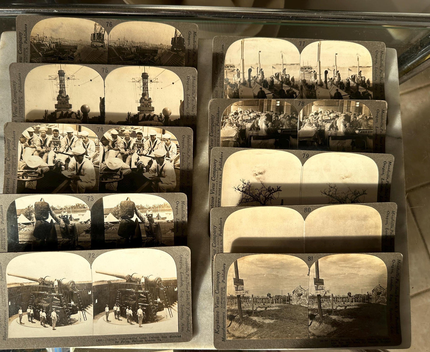 Antique Set of Ten (10) 1900s Keystone Stereoviews WWI War Images